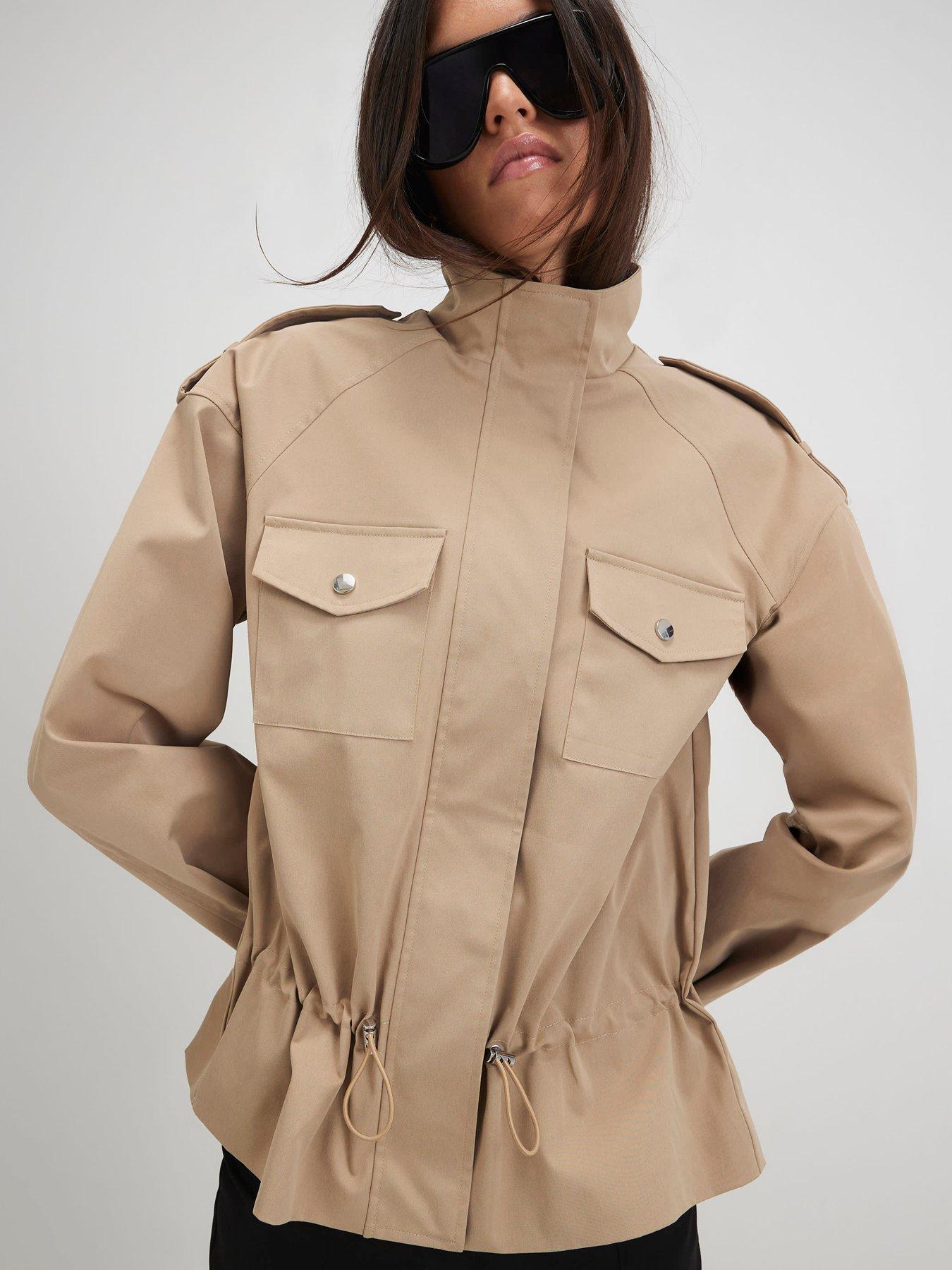 River Island Funnel Neck Tie Waist Bomber Jacket