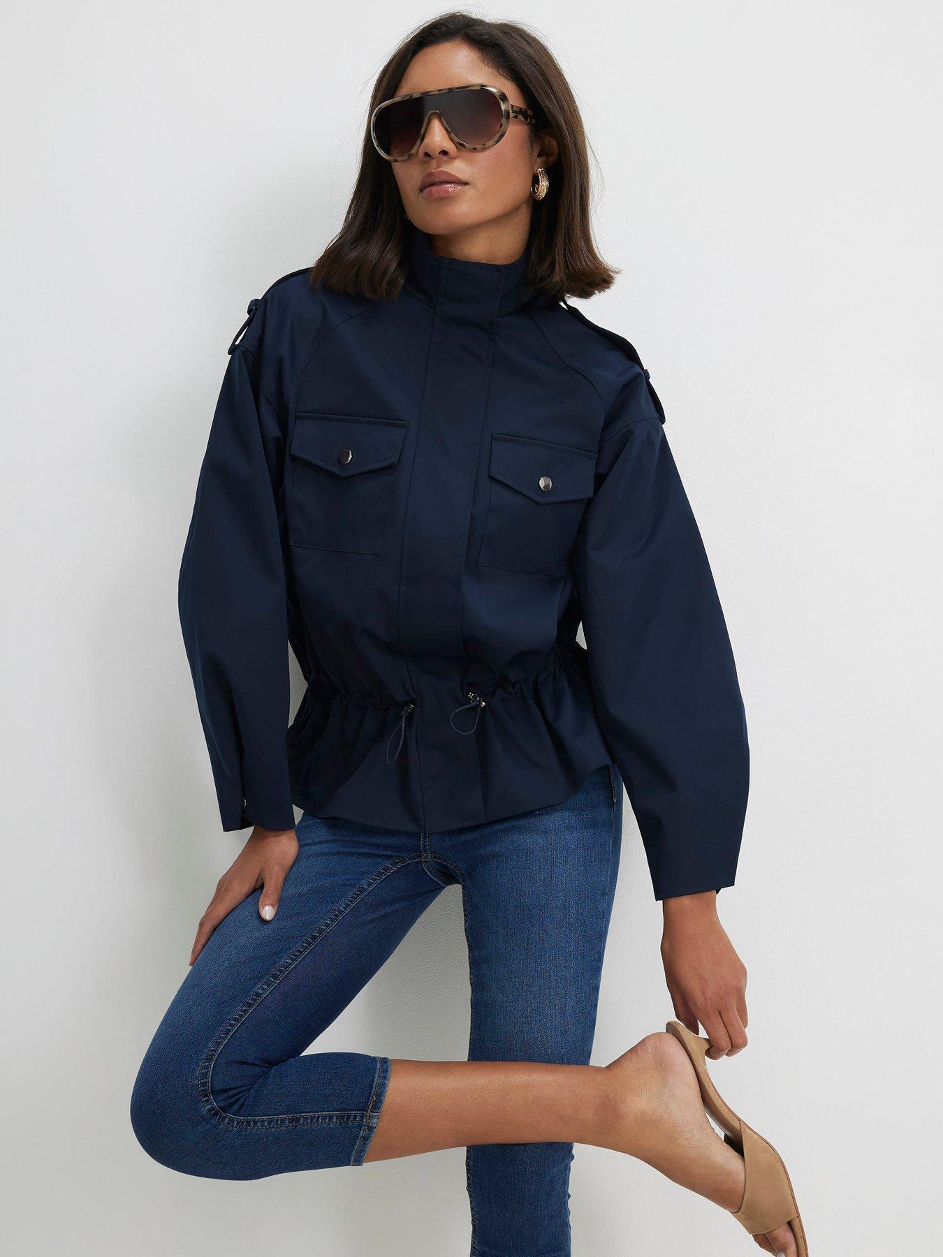 River Island Funnel Neck Tie Waist Bomber Jacket