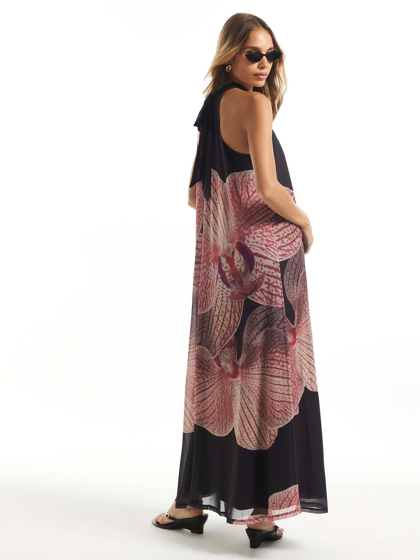 Image 2 of 4 of River Island Halter Neck Floral Print Maxi Dress