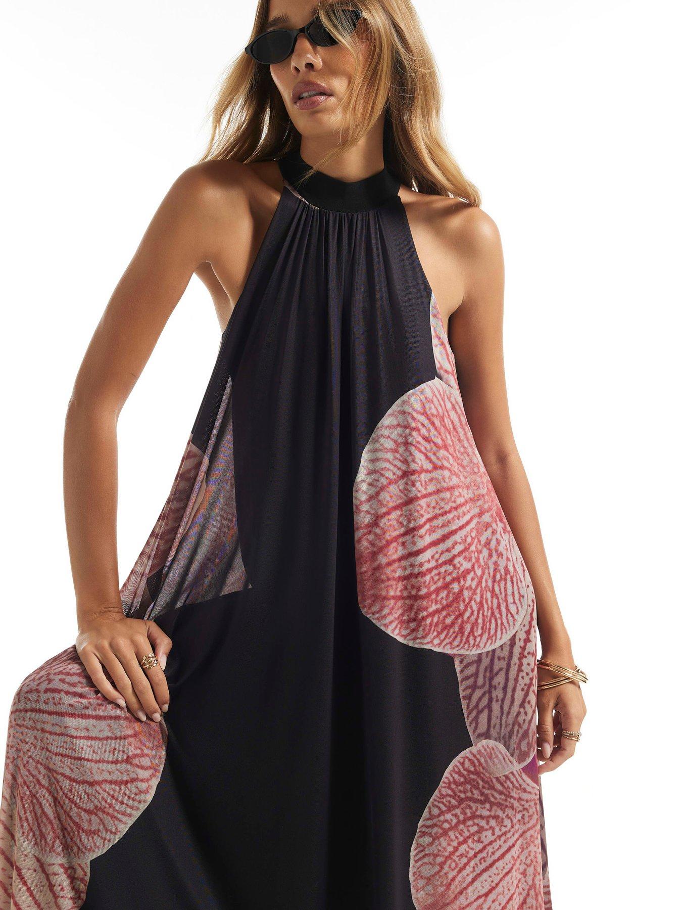 Image 4 of 4 of River Island Halter Neck Floral Print Maxi Dress