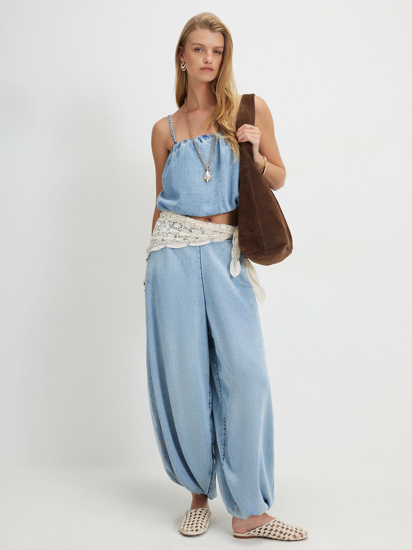 Image 3 of 4 of River Island Denim Balloon Leg Trousers