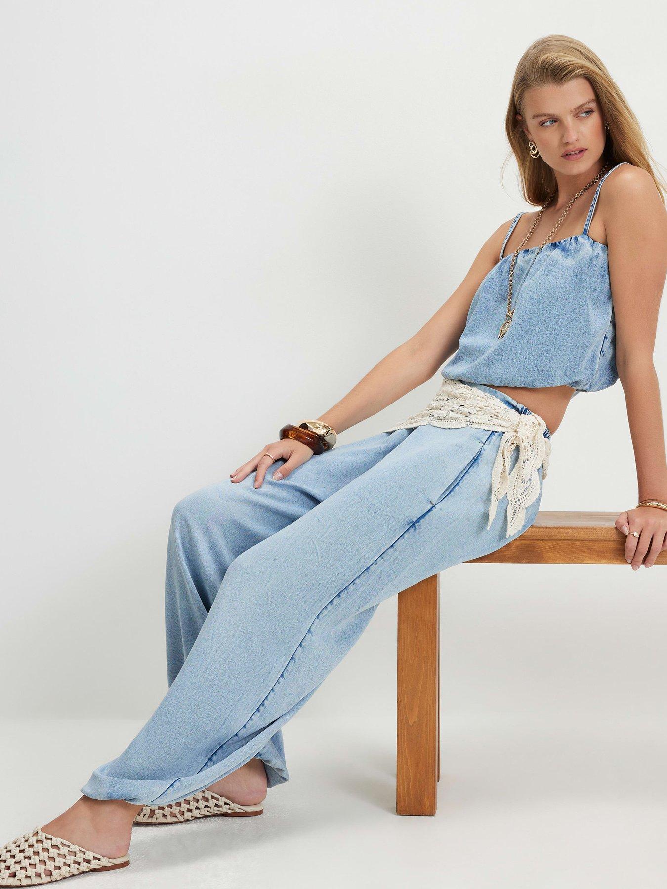 Image 4 of 4 of River Island Denim Balloon Leg Trousers