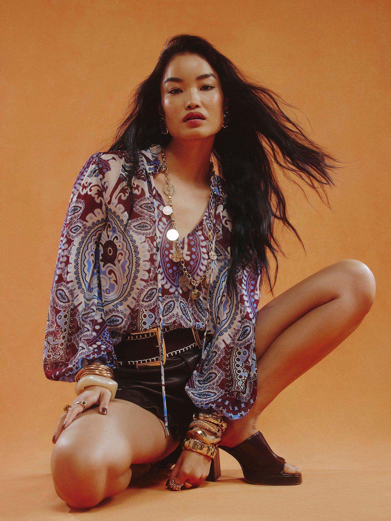 River Island Paisley Print Sheer Blouse.