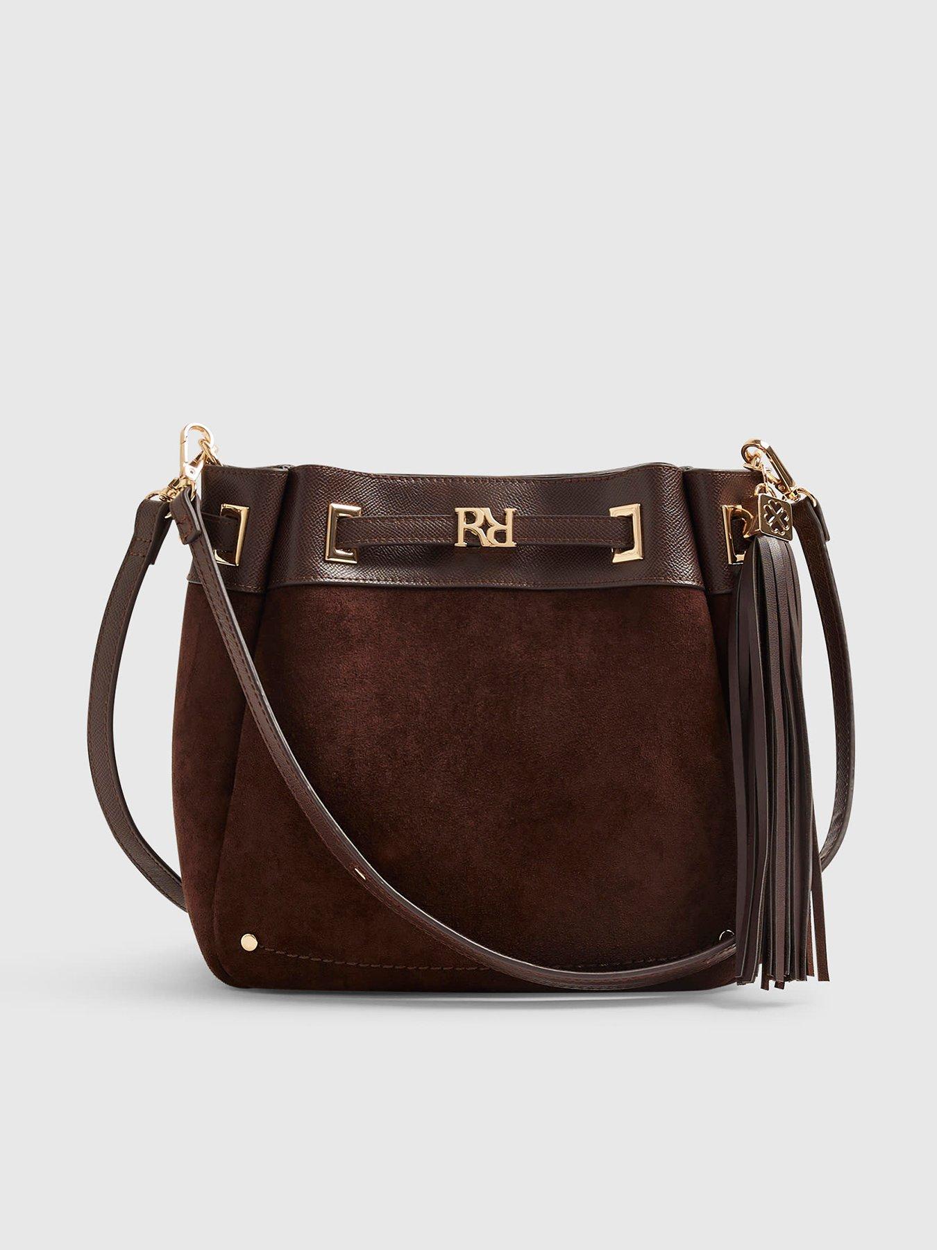 River Island Faux Suede Rr Tassel Bucket Bag.