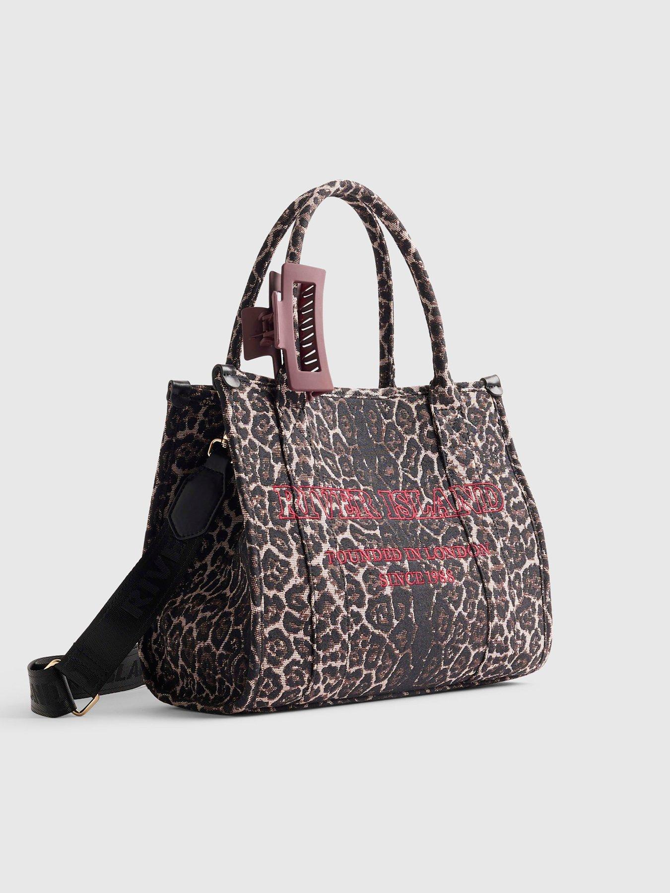 Image 2 of 4 of River Island Leopard Print Embroidered Tote Bag