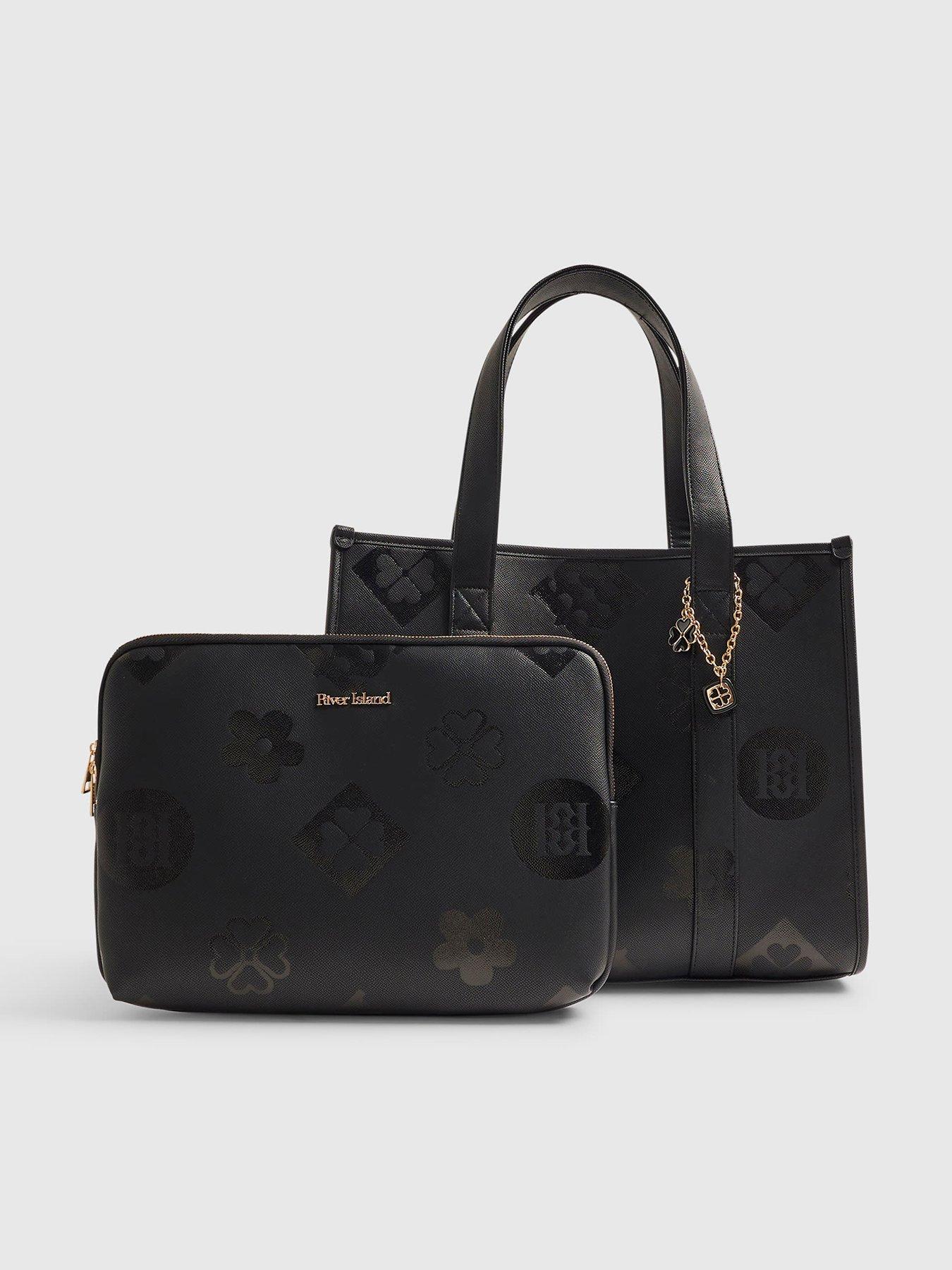 Image 1 of 5 of River Island Logo Embossed Large Tote Bag Set.