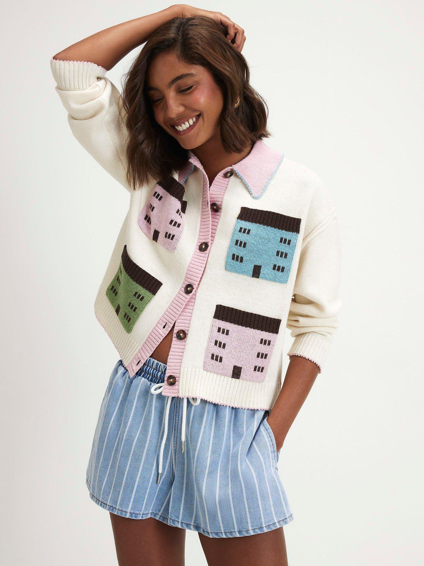 Image 1 of 4 of River Island Multi House Collared Cardigan.