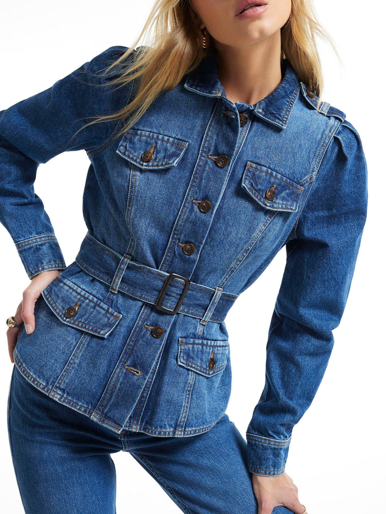 River Island Denim Belted Drummer Jacket