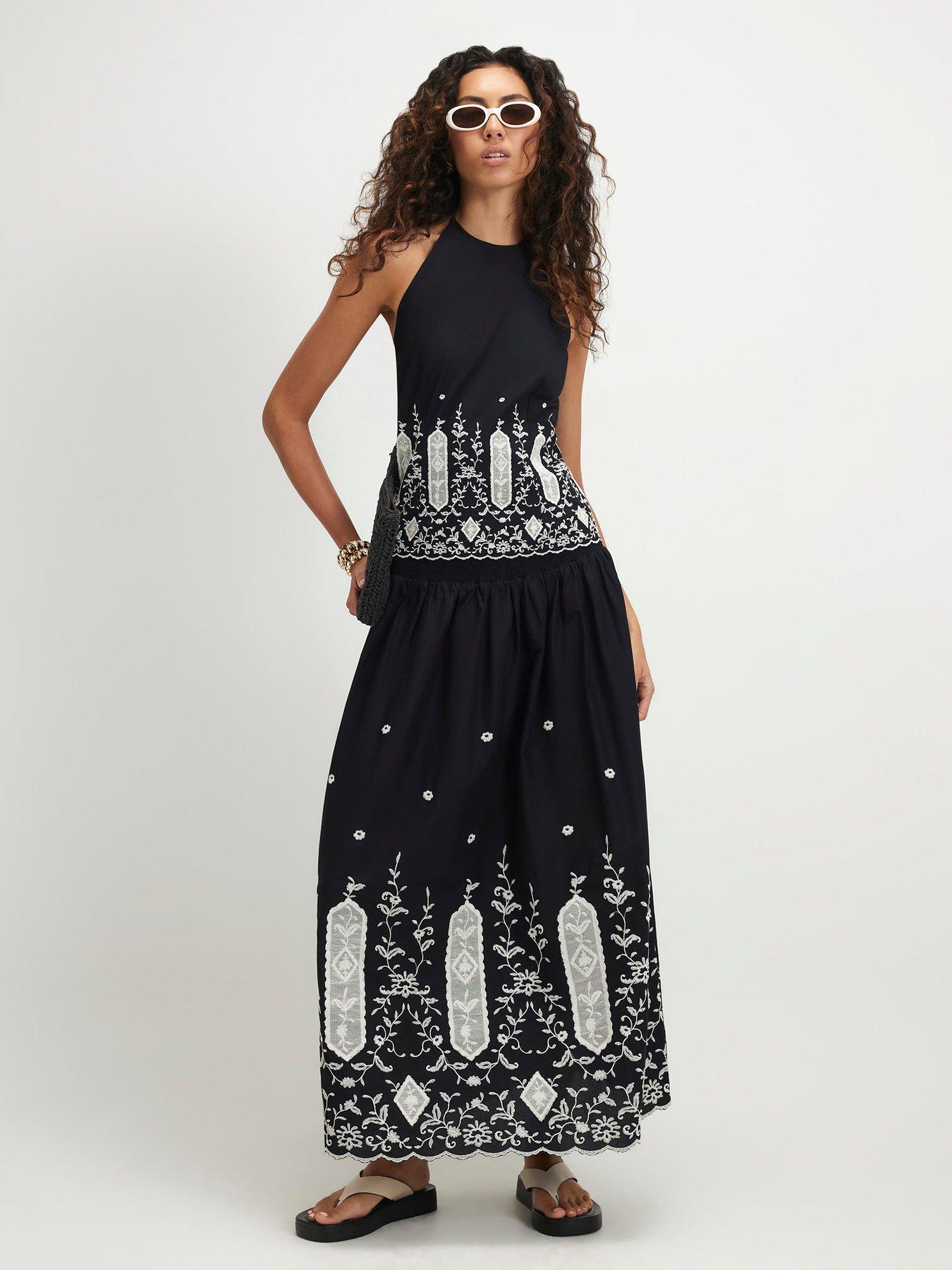 Image 3 of 4 of River Island Halter Cutwork Hem Top.
