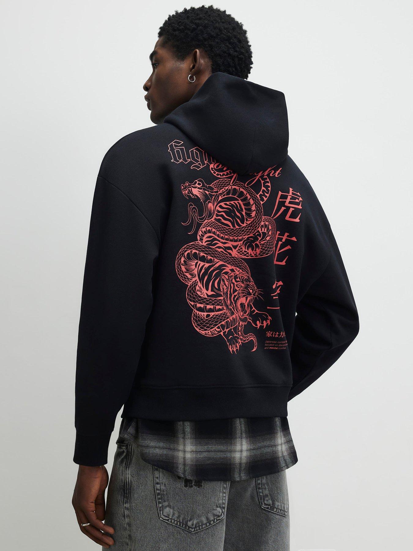 River Island Regular Fit Fight Snake Hoodie