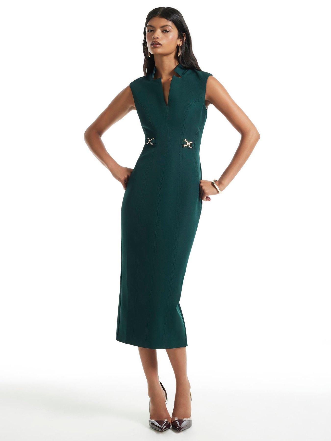 River Island Notch Neck Belted Midi Dress