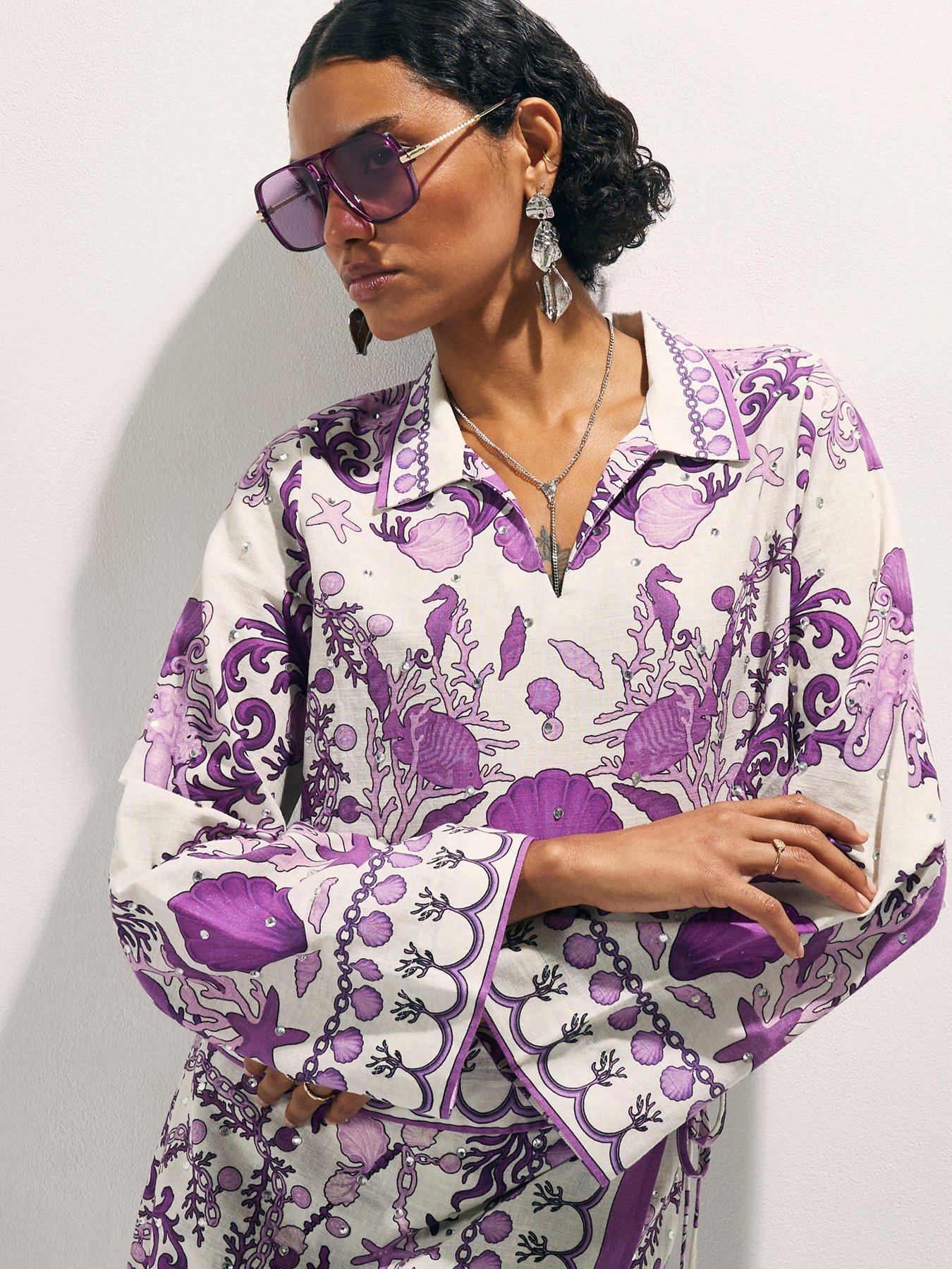 River Island Purple Sea Chain Embellished Shirt