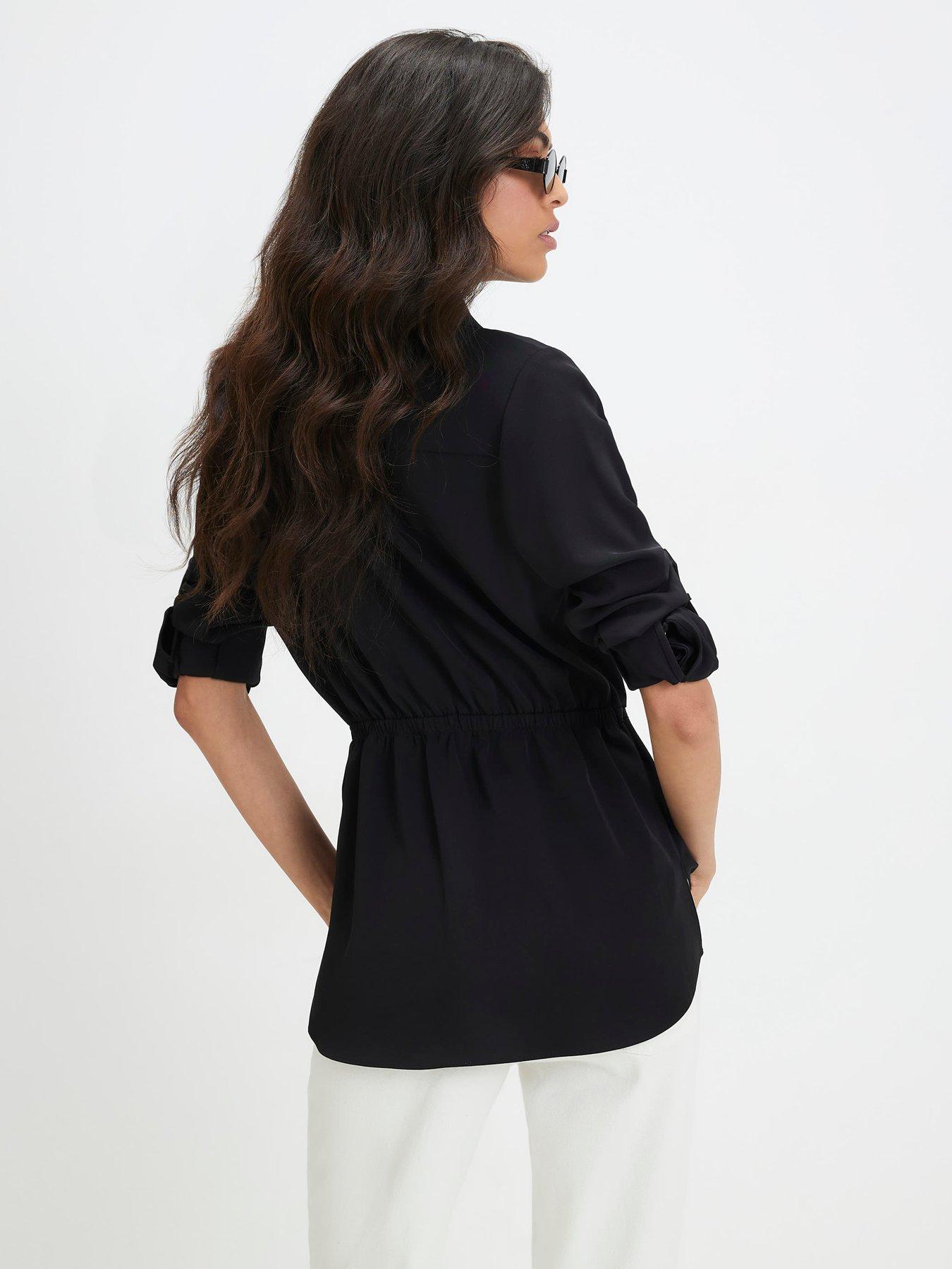 Image 2 of 4 of River Island Crepe Drawstring Waist Shirt