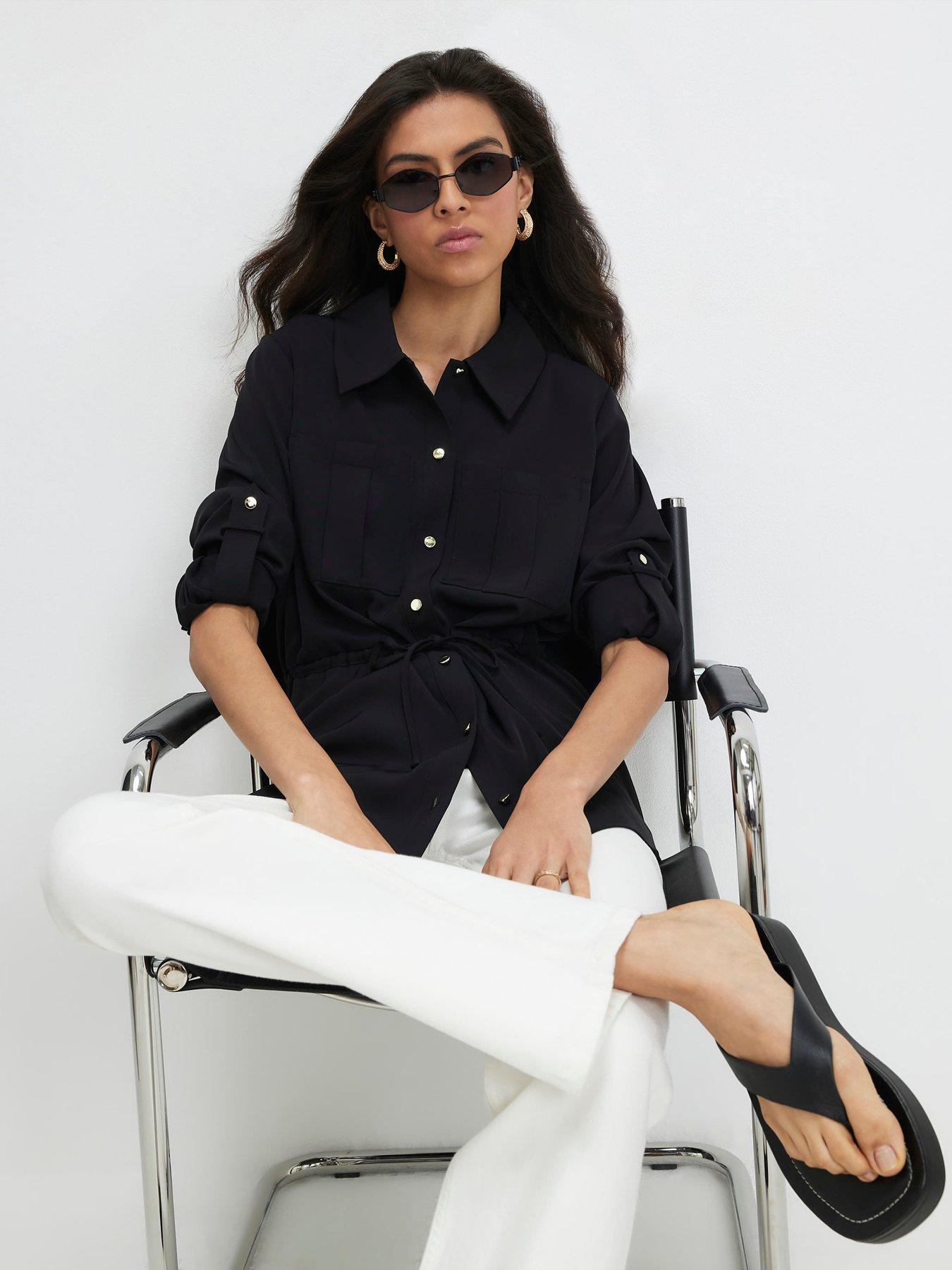 Image 4 of 4 of River Island Crepe Drawstring Waist Shirt