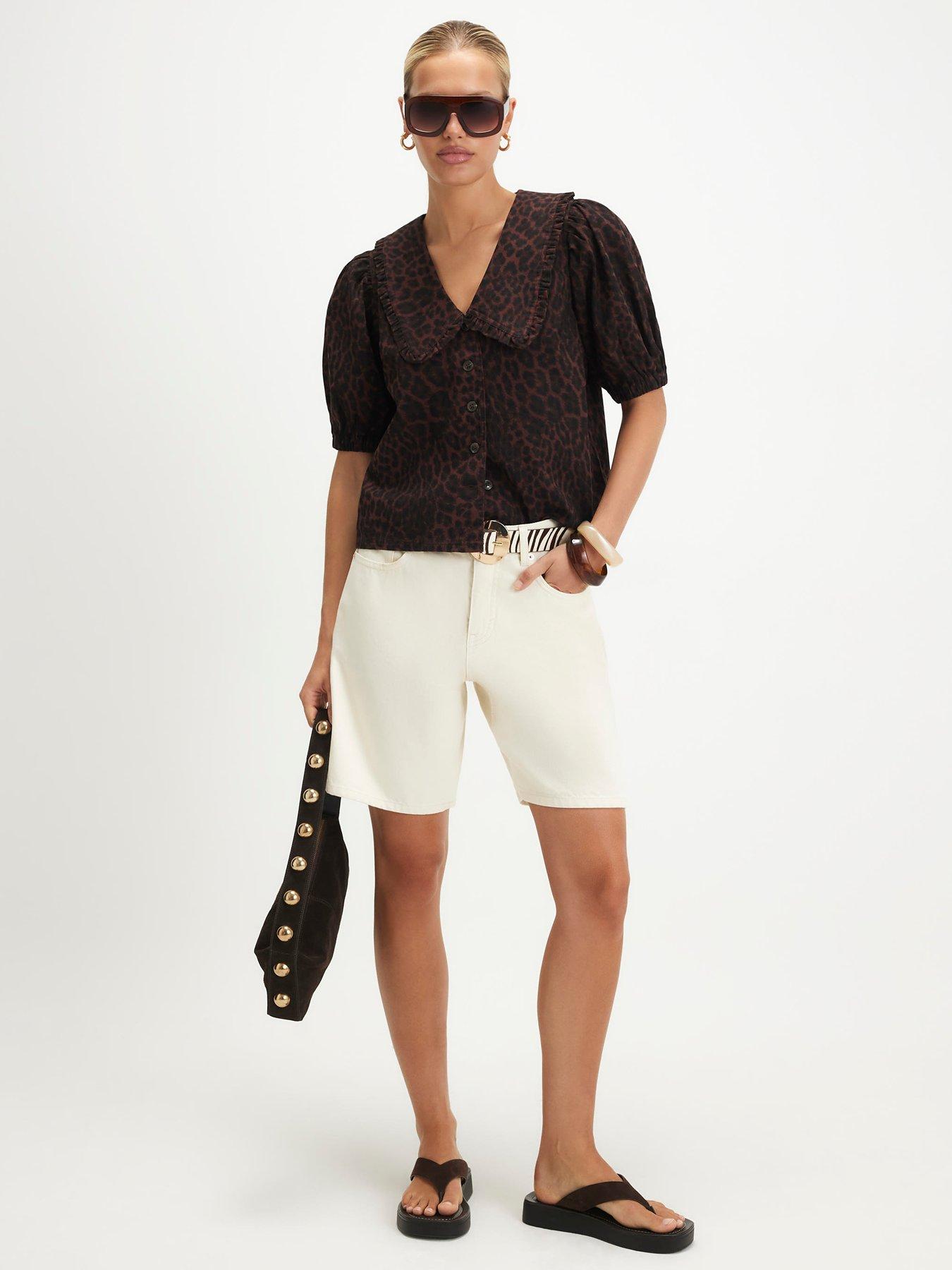 Image 3 of 4 of River Island Collared Leopard Print Denim Shirt