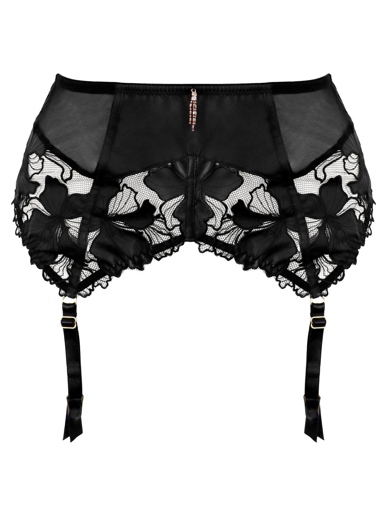 Image 4 of 4 of Pour Moi Onyx Embroidery Choker Suspender
