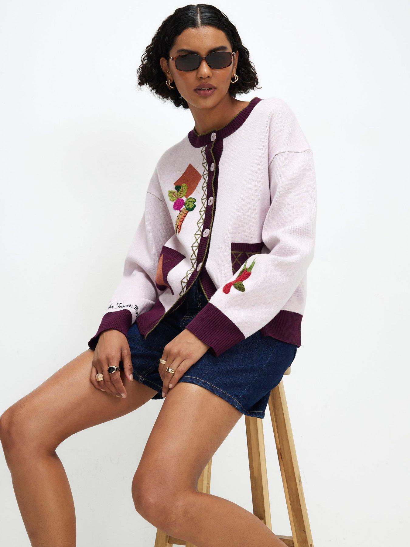 Image 4 of 4 of River Island Novelty Vegetable Cardigan - Pink