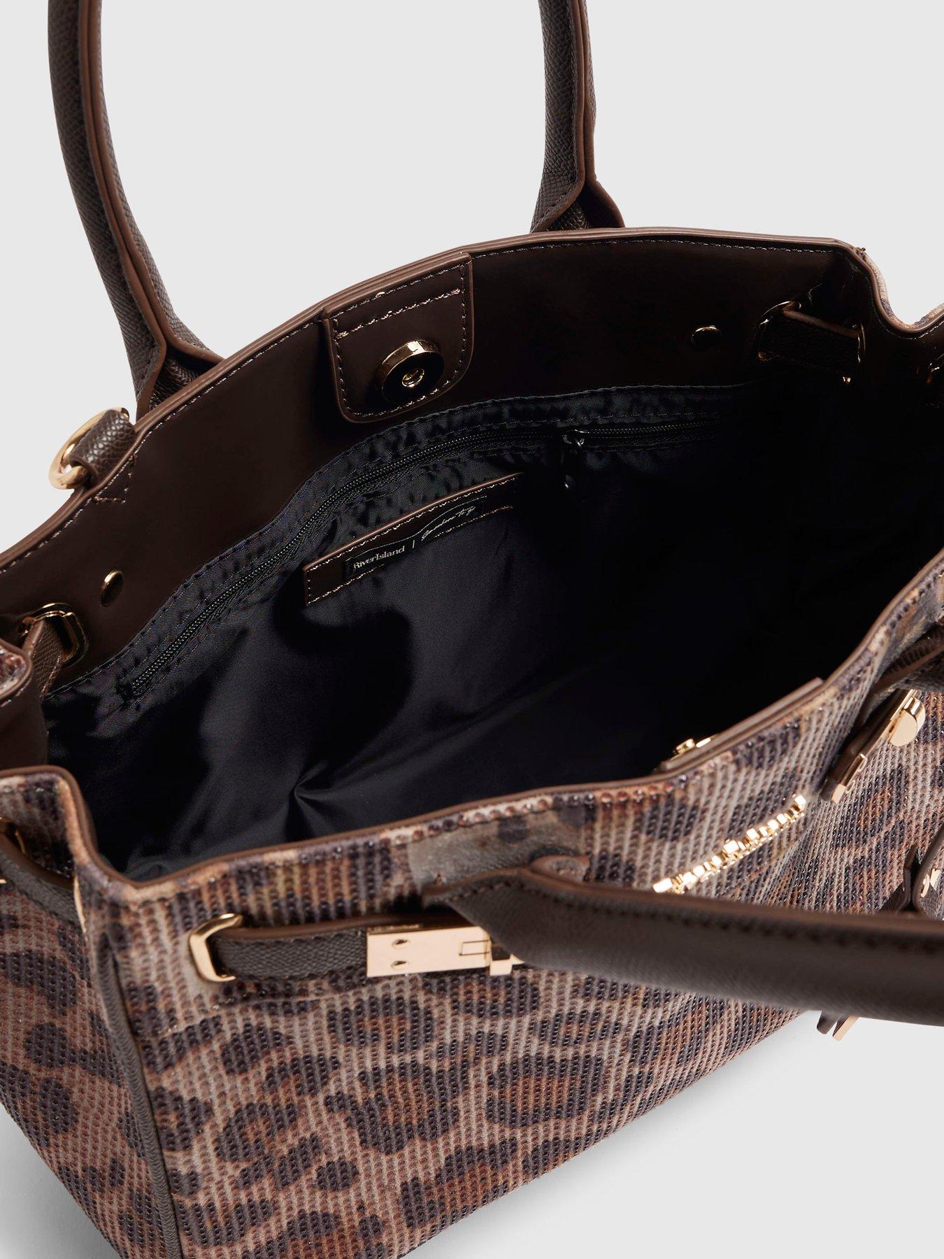 Image 5 of 5 of River Island Leopard Print Heatseal Tote Bag - Brown