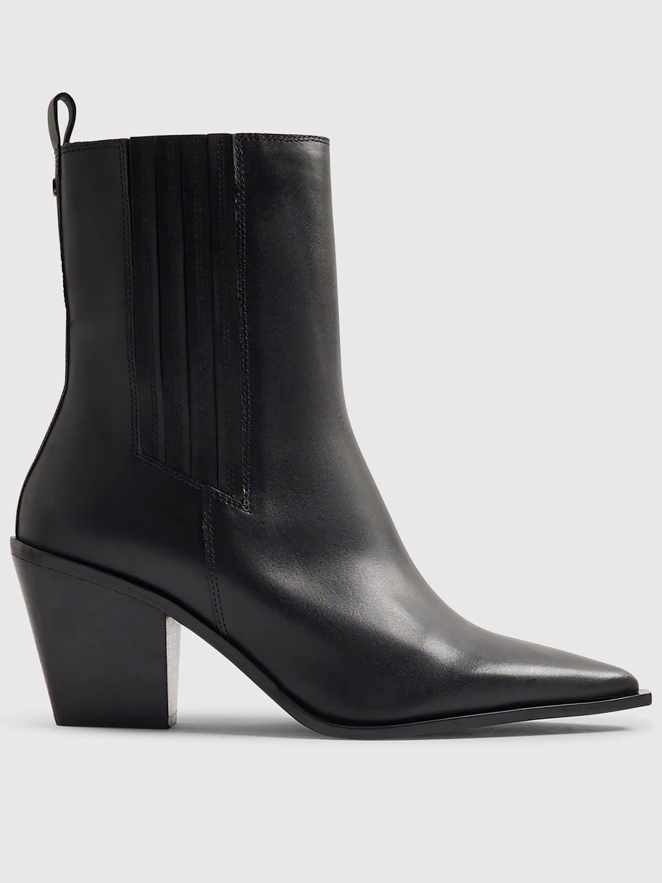 Image 1 of 4 of River Island Leather Ankle Boots - Black