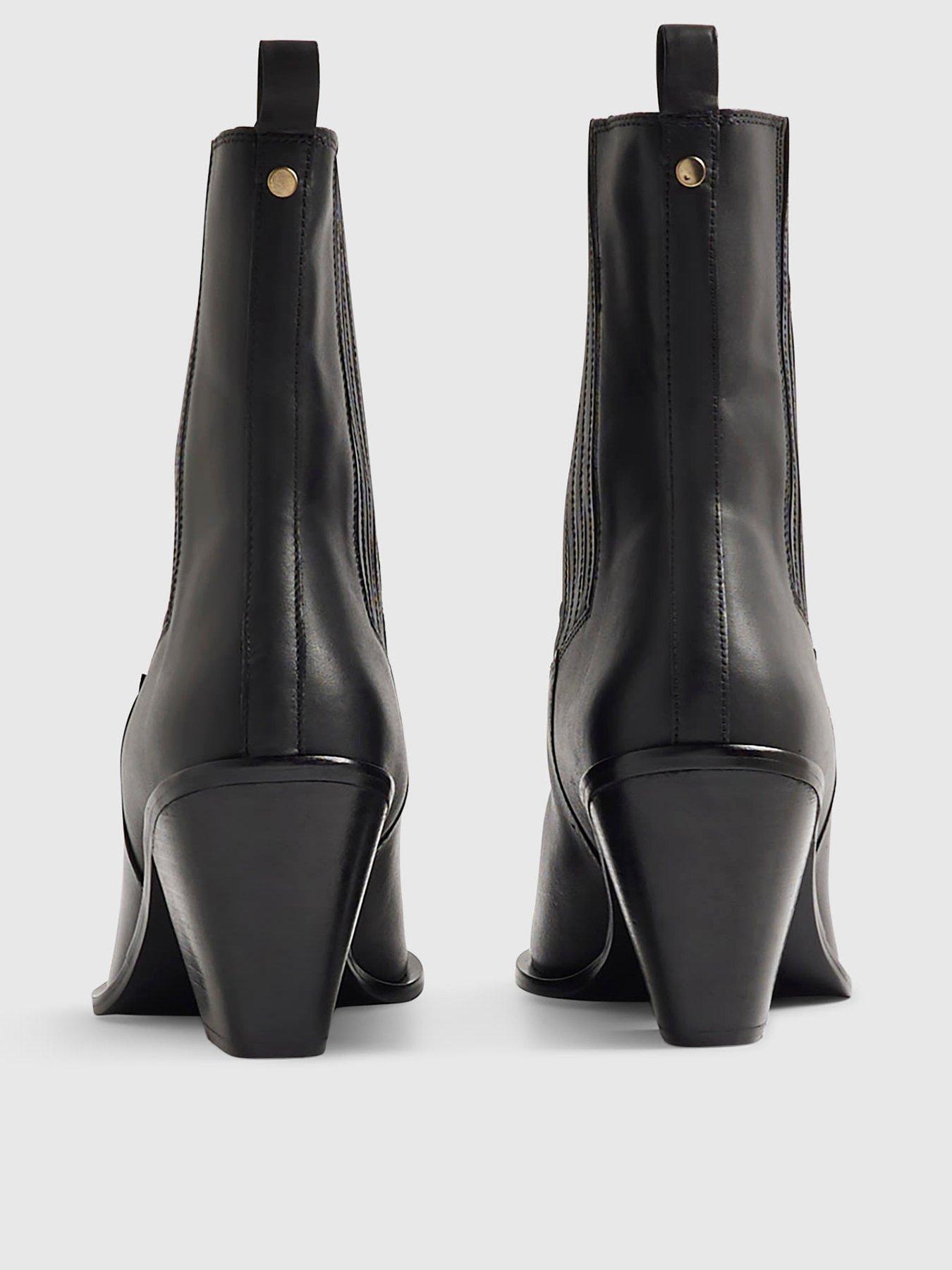 Image 3 of 4 of River Island Leather Ankle Boots - Black