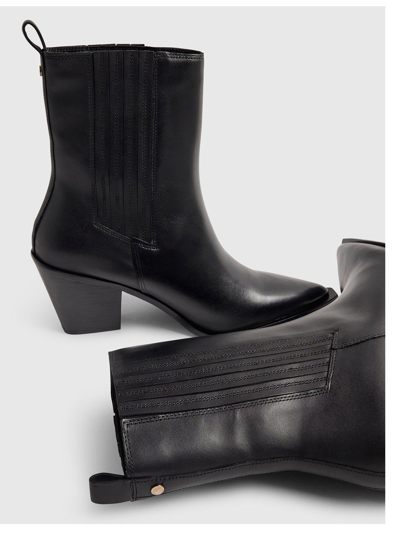 Image 4 of 4 of River Island Leather Ankle Boots - Black