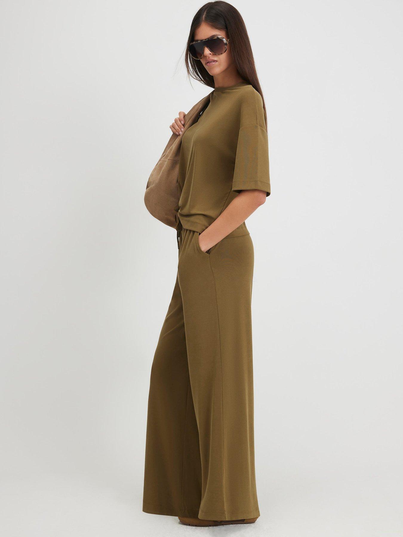 Image 1 of 3 of River Island Soft Touch Trousers - Khaki