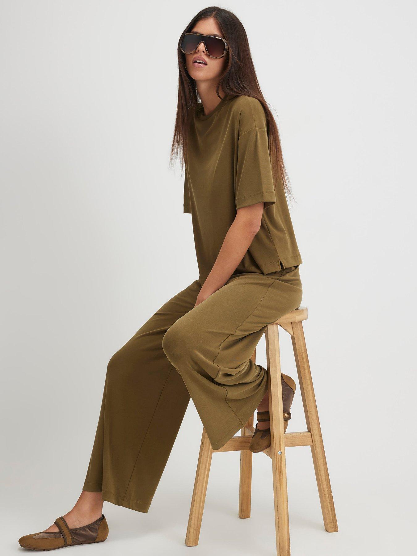 Image 3 of 3 of River Island Soft Touch Trousers - Khaki