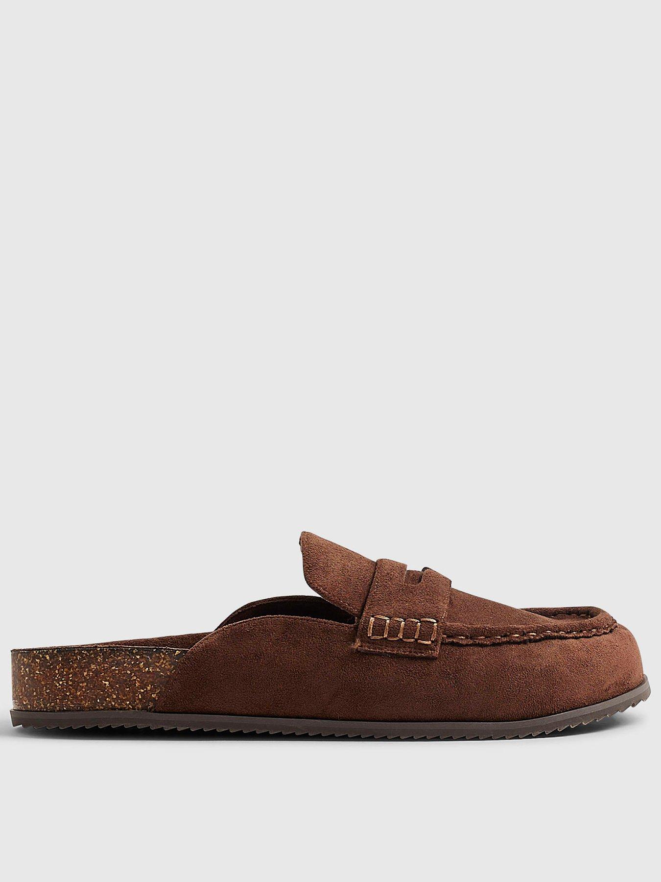 Image 1 of 4 of River Island Clog Mule Loafers - Brown