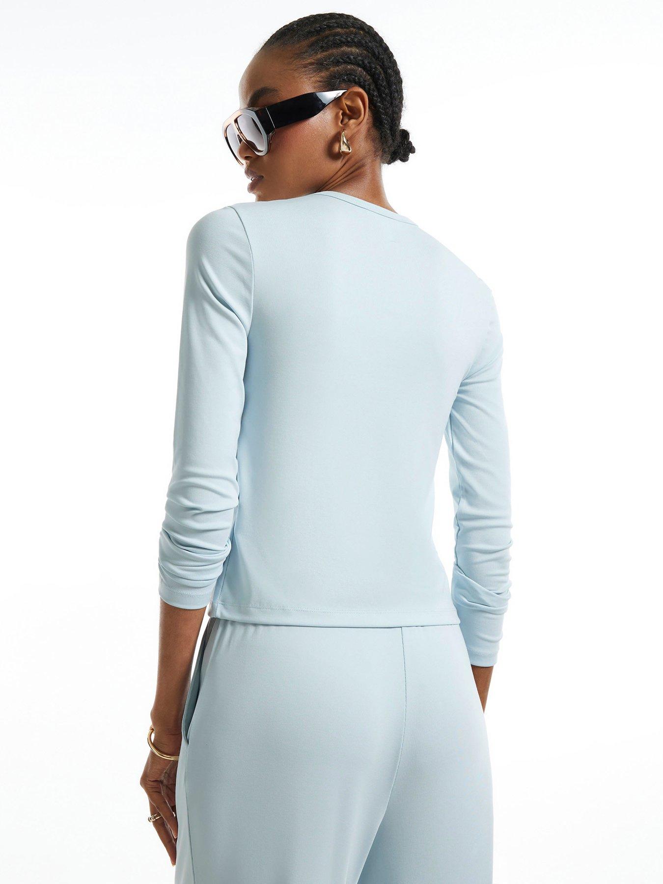Image 2 of 3 of River Island Soft Touch Long Sleeve Top - Blue