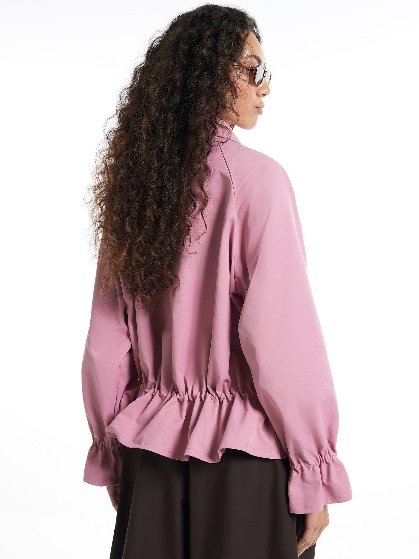 Image 2 of 4 of River Island Drop Hem Drawstring Jacket - Pink