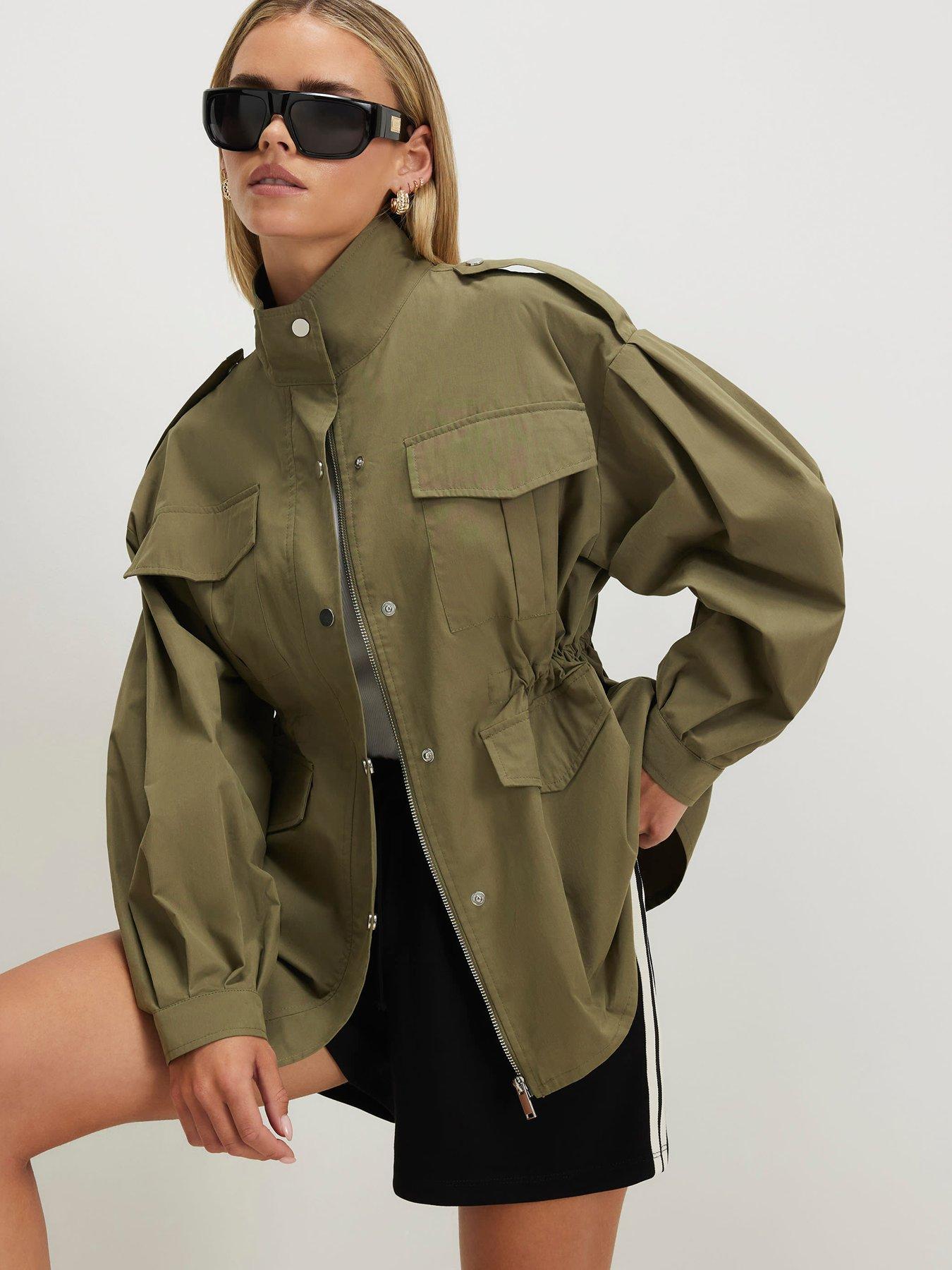 Image 1 of 4 of River Island Petite Femme Utility Jacket - Khaki