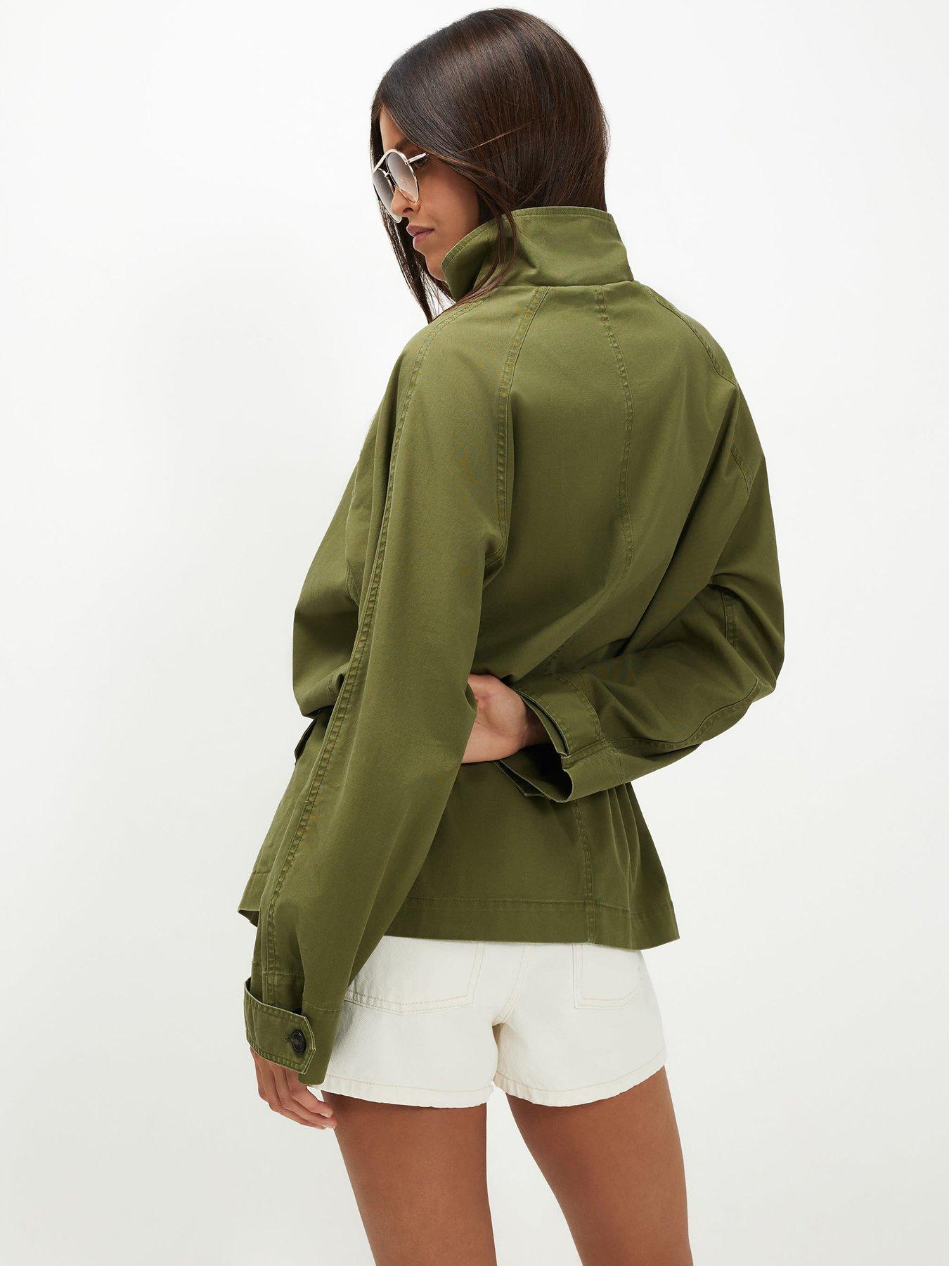 Image 2 of 3 of River Island Drop Hem Drawstring Utility Jacket - Green