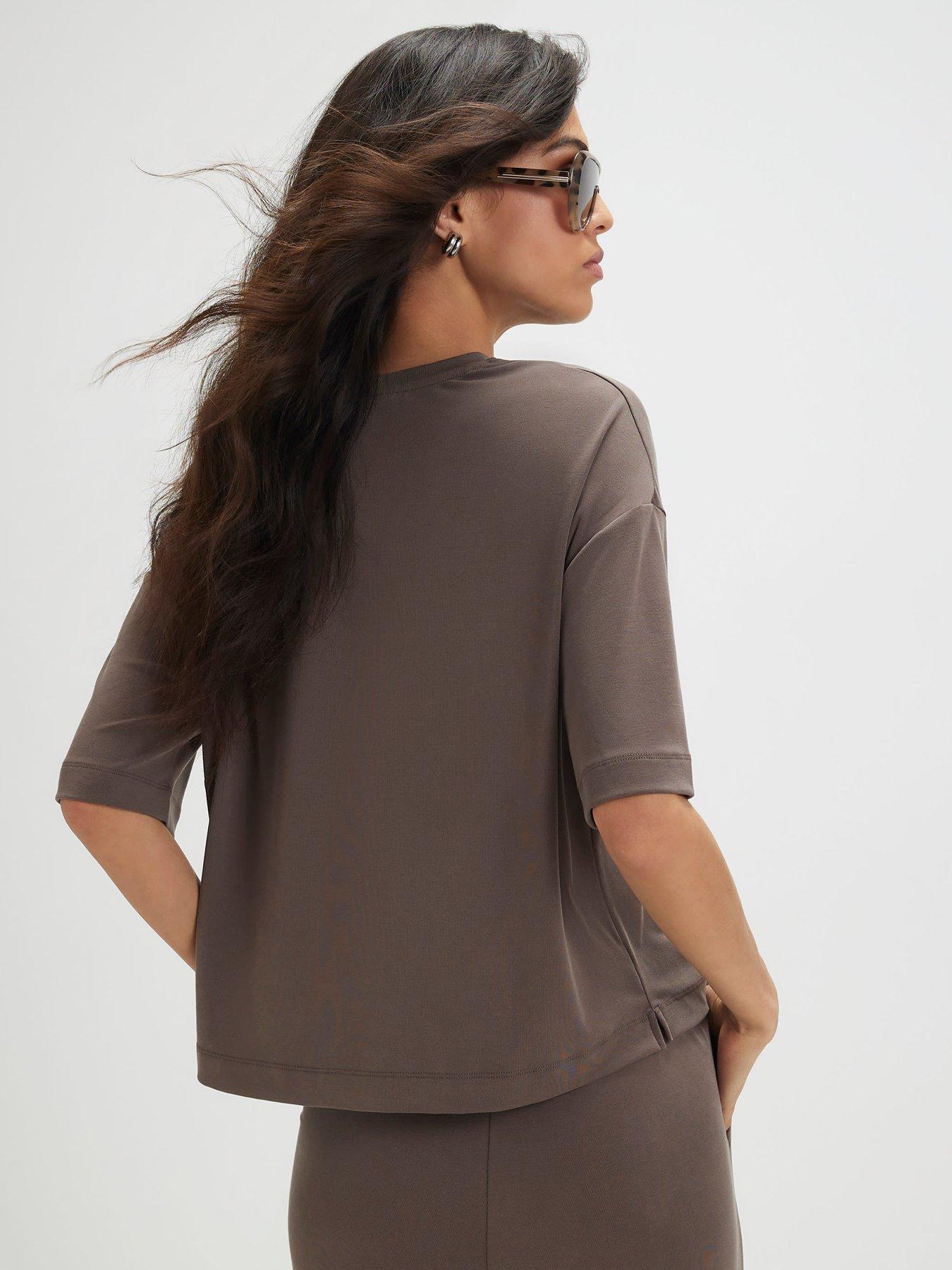 Image 2 of 3 of River Island Soft Touch T-shirt - Brown