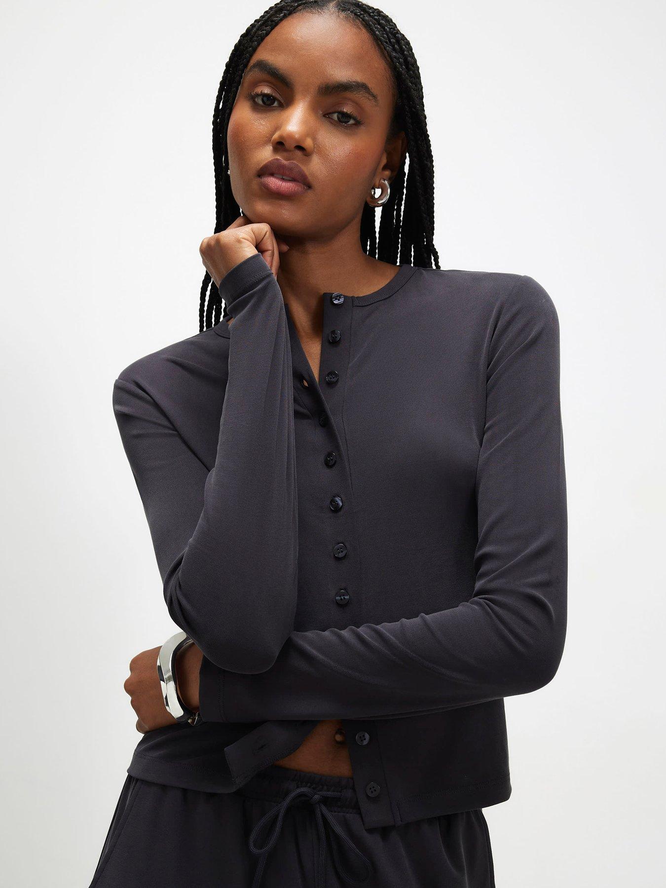 Image 1 of 3 of River Island Soft Touch Long Sleeve Top - Grey