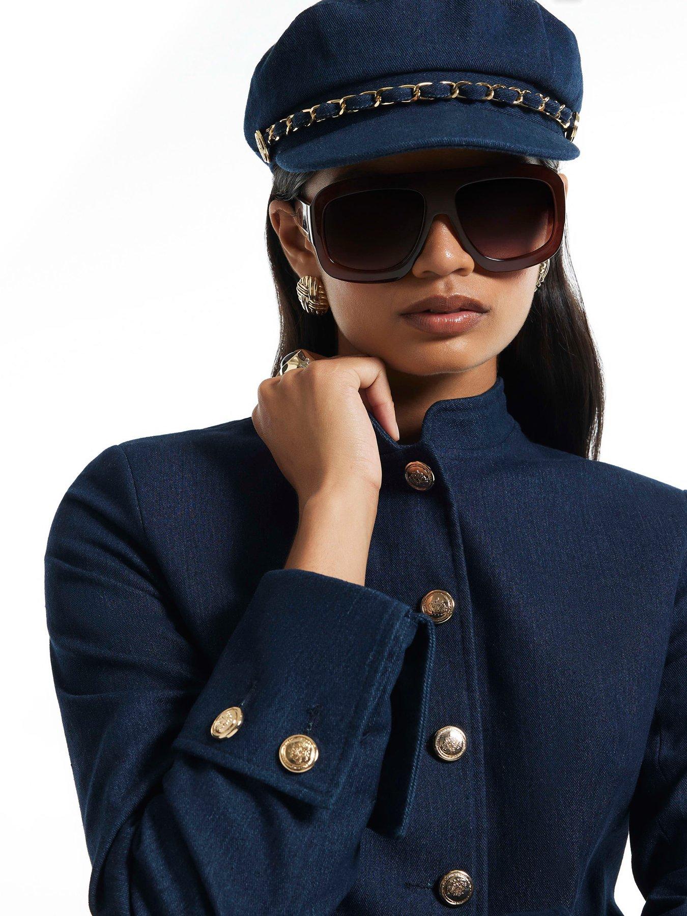 Image 4 of 4 of River Island Denim High Neck Military Jacket - Blue