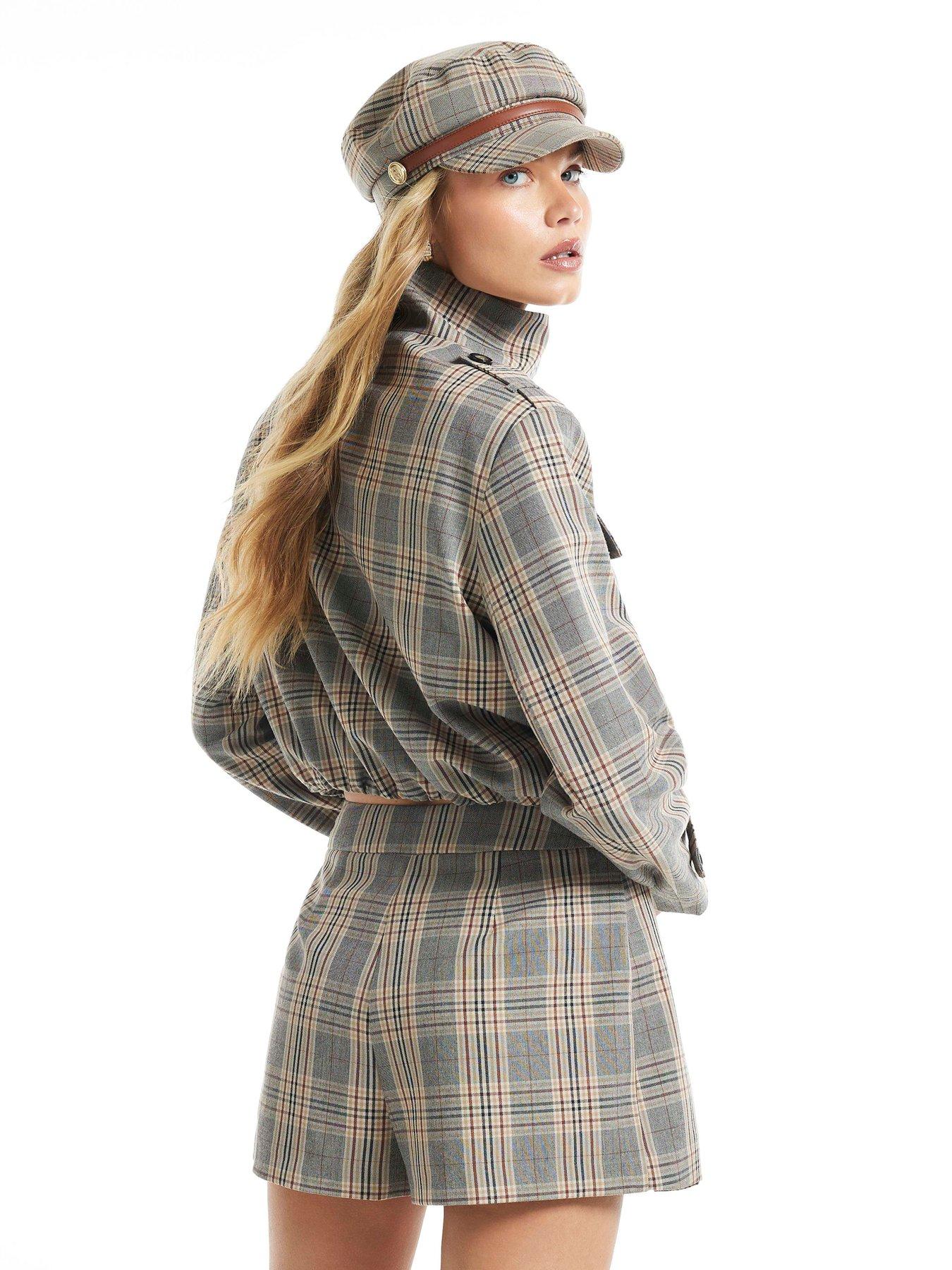 Image 2 of 4 of River Island Check Pleated Skort - Grey