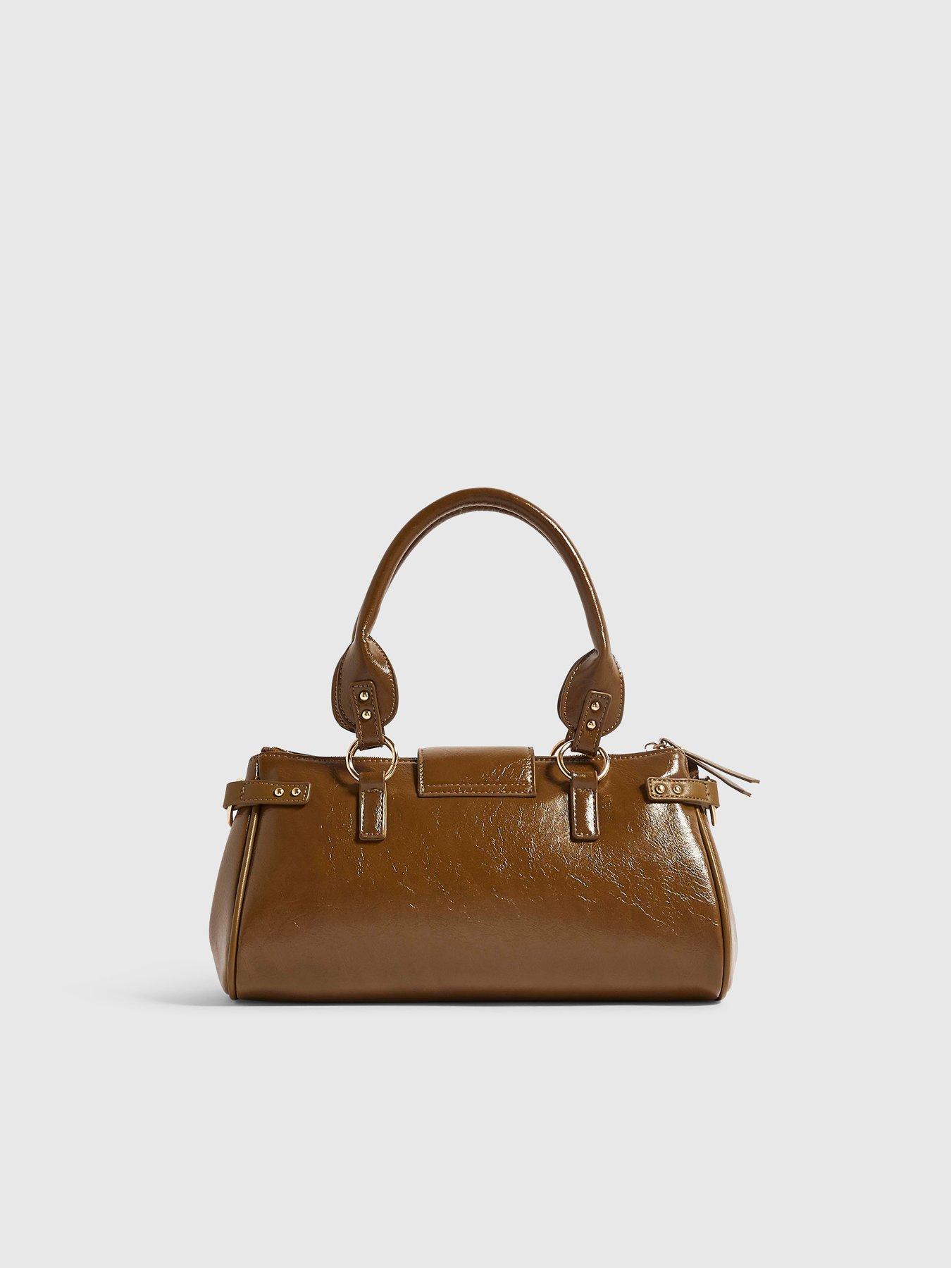 Image 3 of 4 of River Island Medium Front Buckle Charm Tote Bag - Khaki