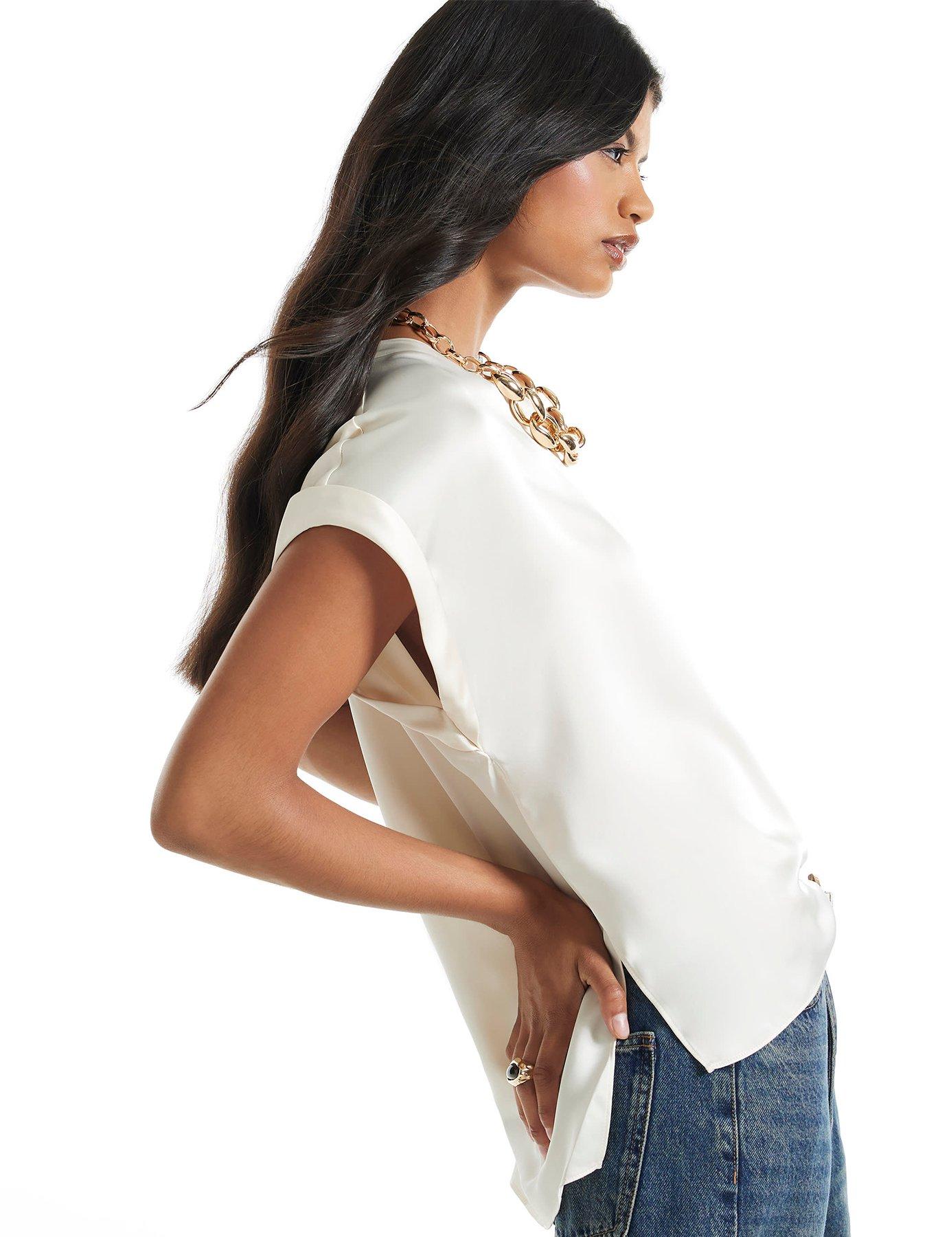 Image 3 of 3 of River Island Satin Turn Back Cuff Blouse