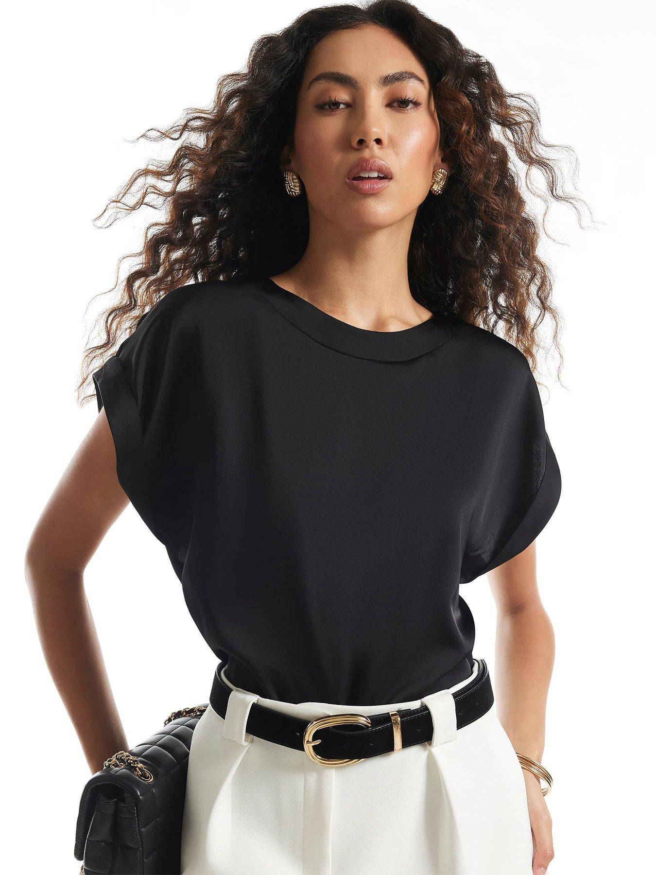 Image 1 of 3 of River Island Satin Turn Back Cuff Blouse