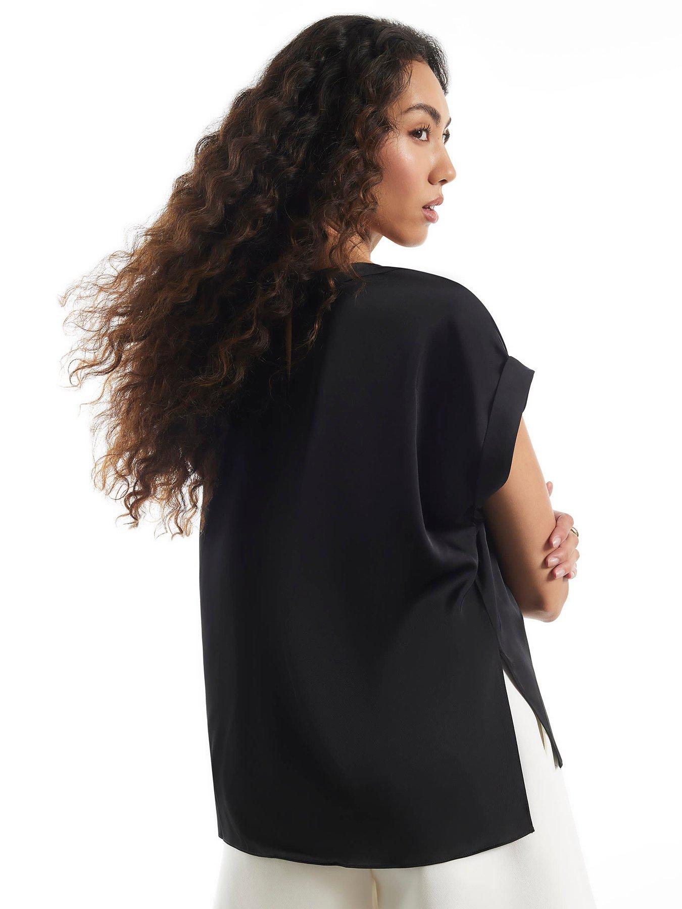 Image 2 of 3 of River Island Satin Turn Back Cuff Blouse