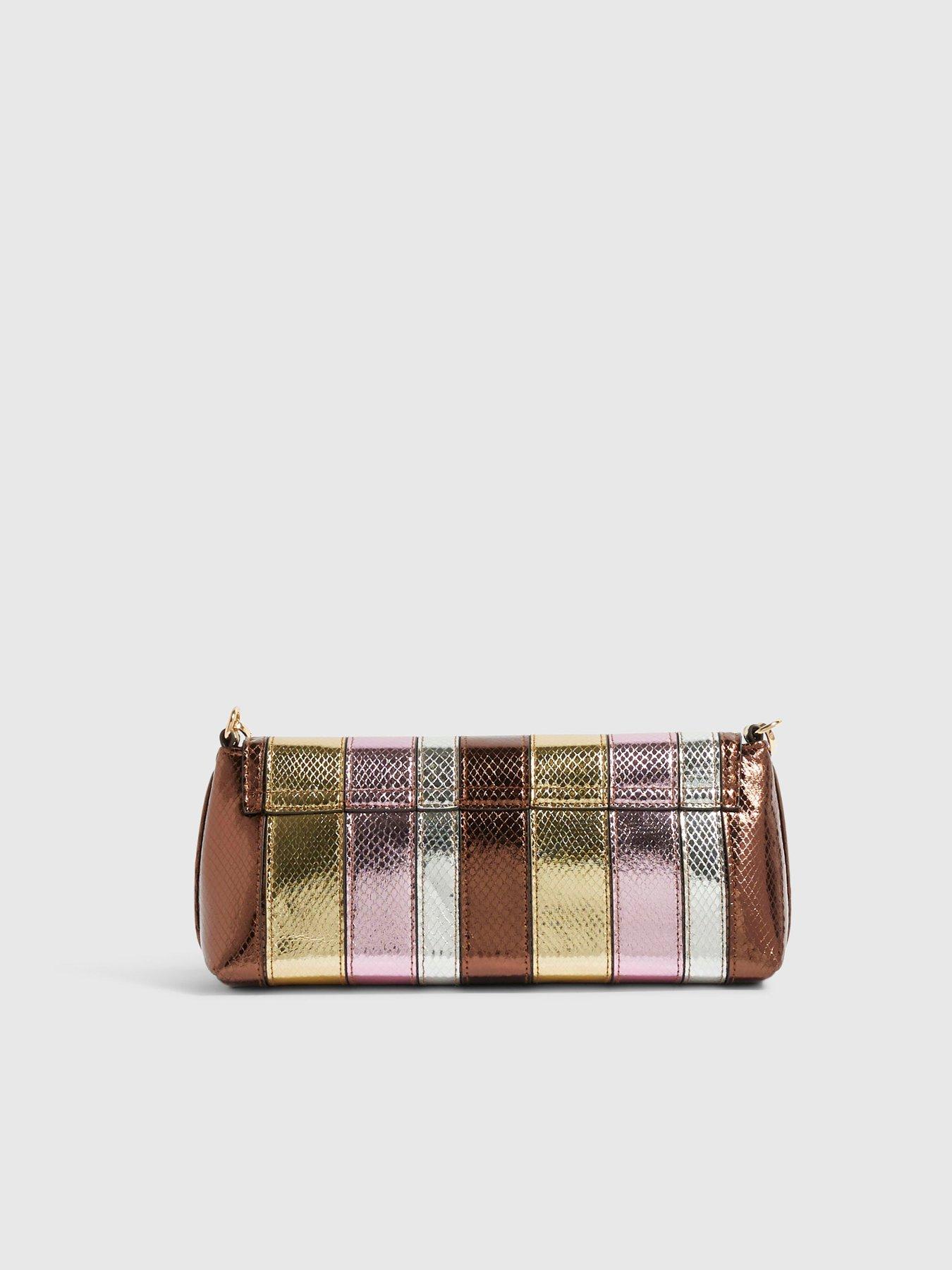 Image 3 of 4 of River Island Metallic Bar Flap Front Clutch Bag