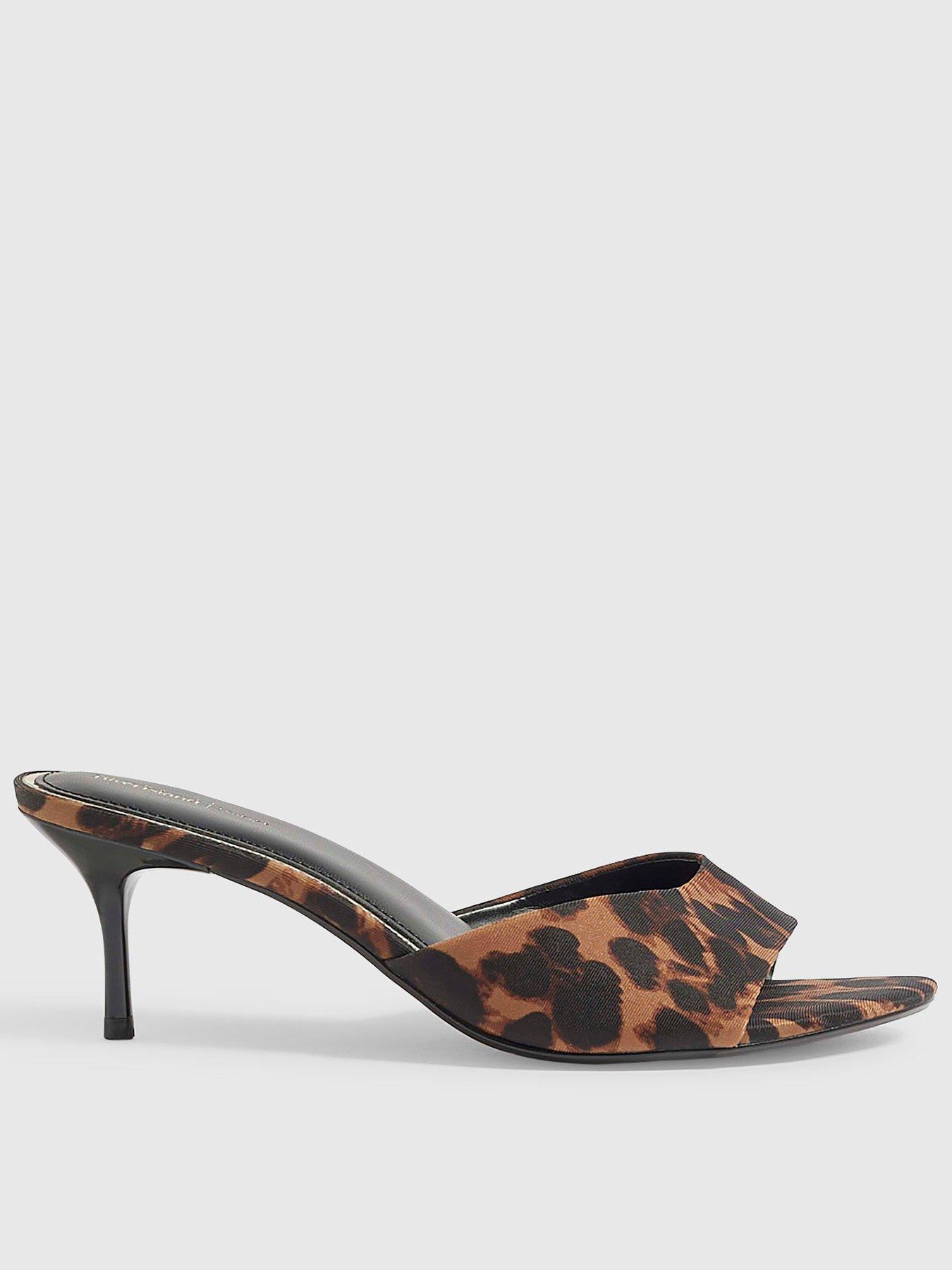 Image 1 of 4 of River Island Wide Fit Leopard Mule Heeled Sandals