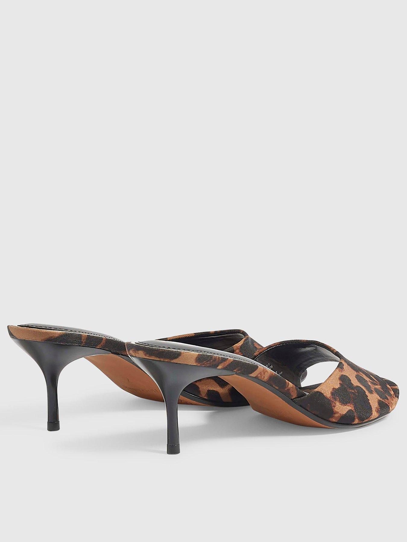 Image 3 of 4 of River Island Wide Fit Leopard Mule Heeled Sandals