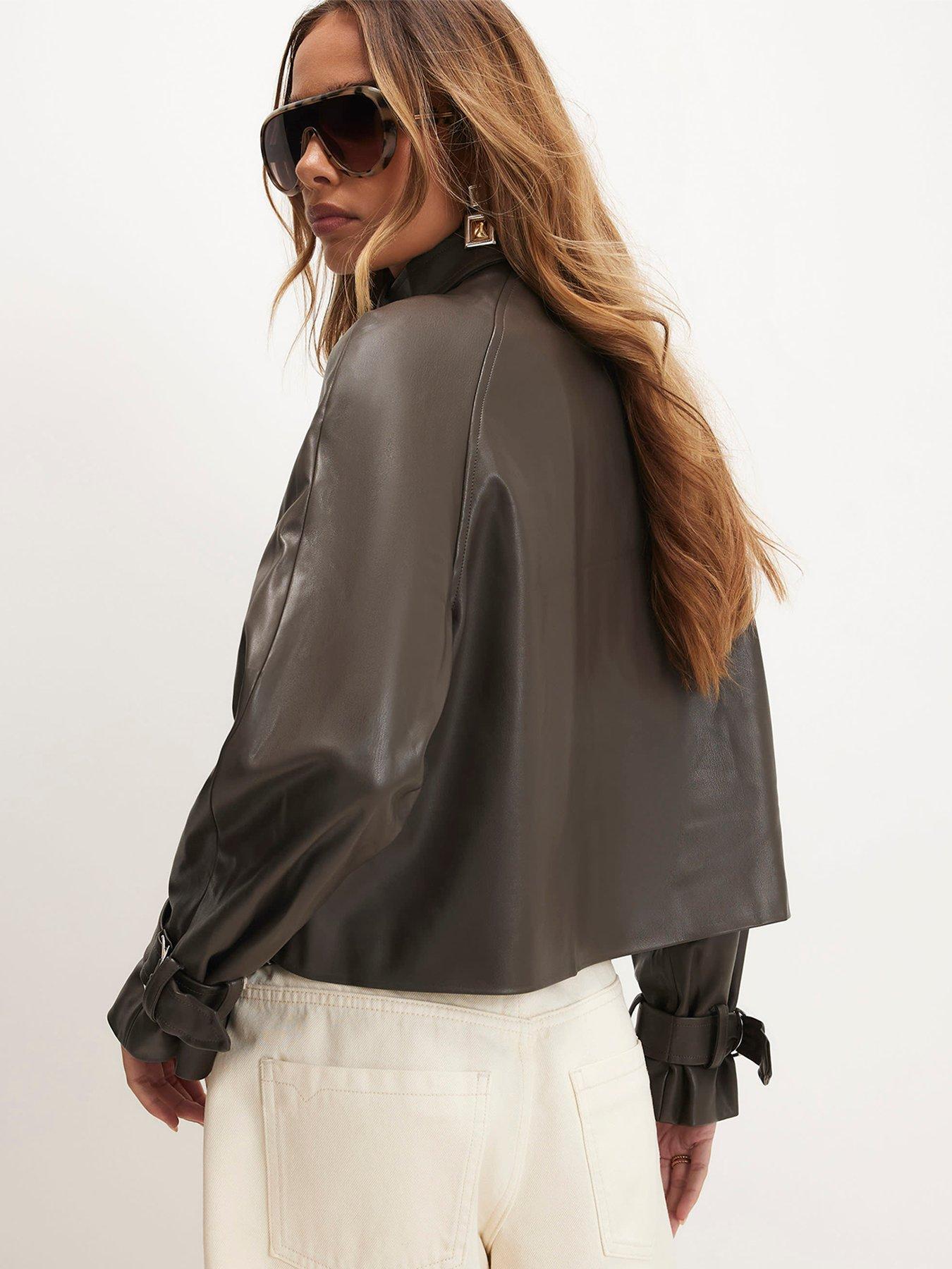 Image 2 of 3 of River Island Funnel Neck Cropped Trench Coat