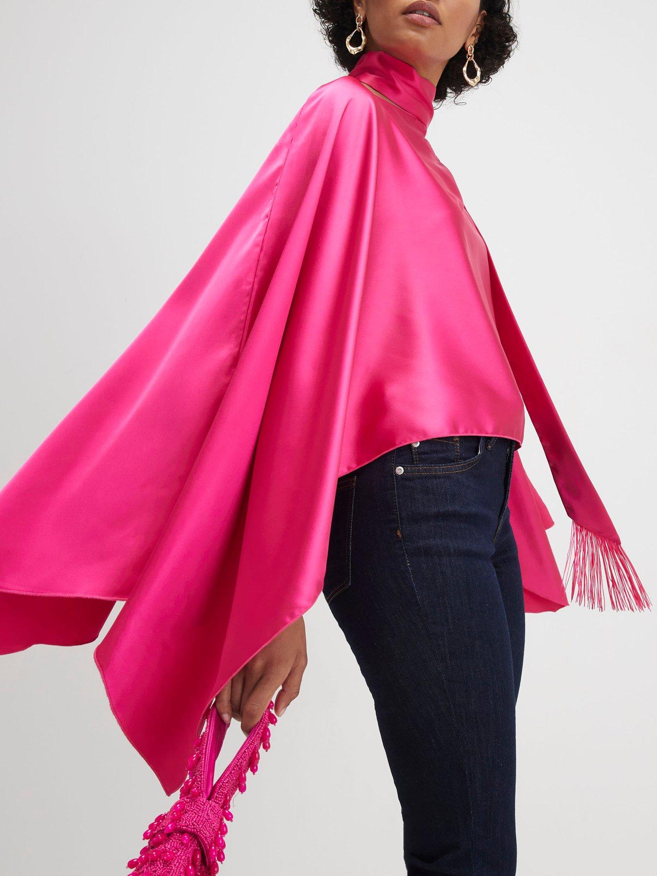 Image 2 of 2 of River Island Satin Fringed Scarf Cape