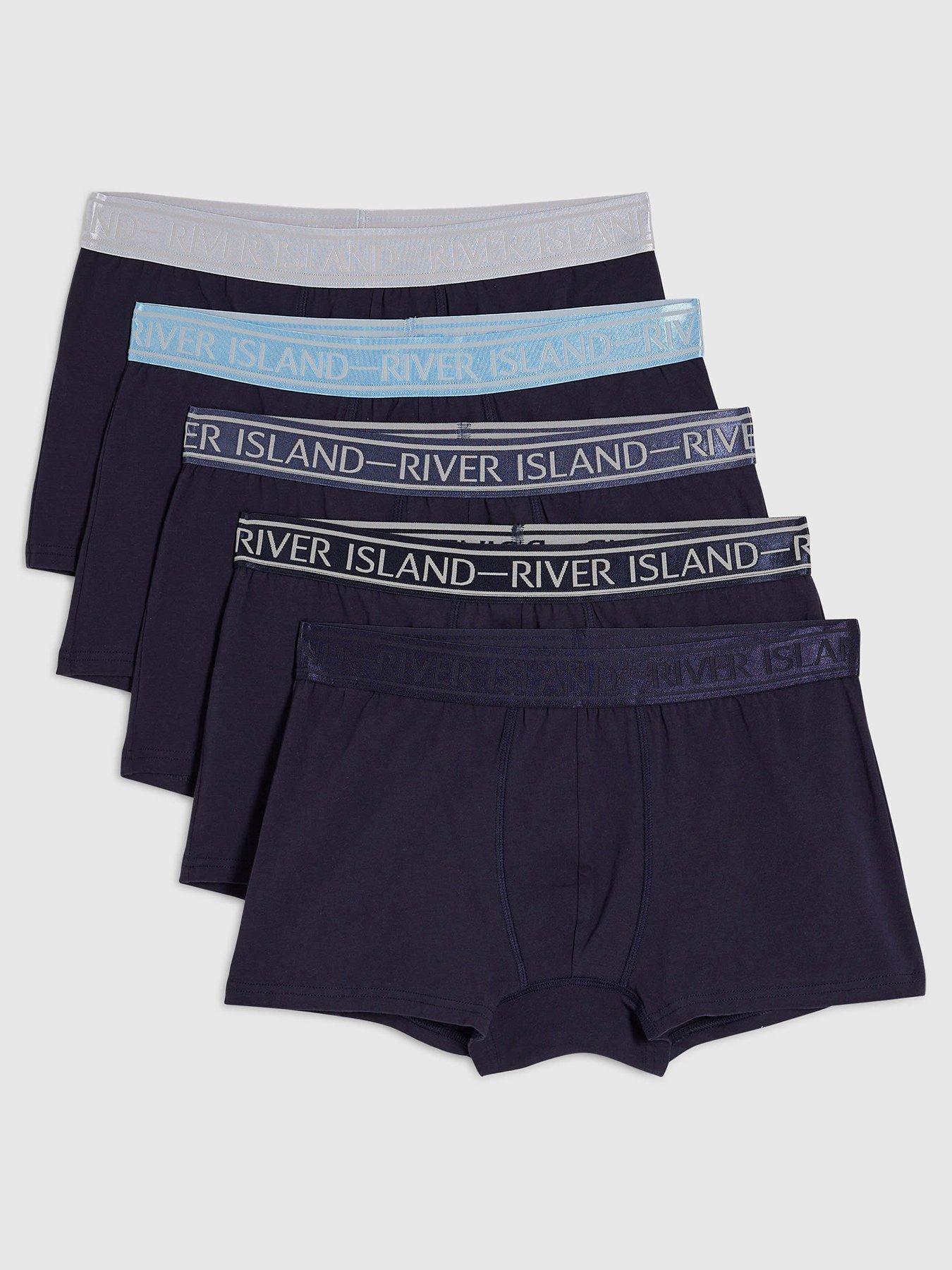 Image 1 of 3 of River Island Tipped Waistband 5 Pack Trunks