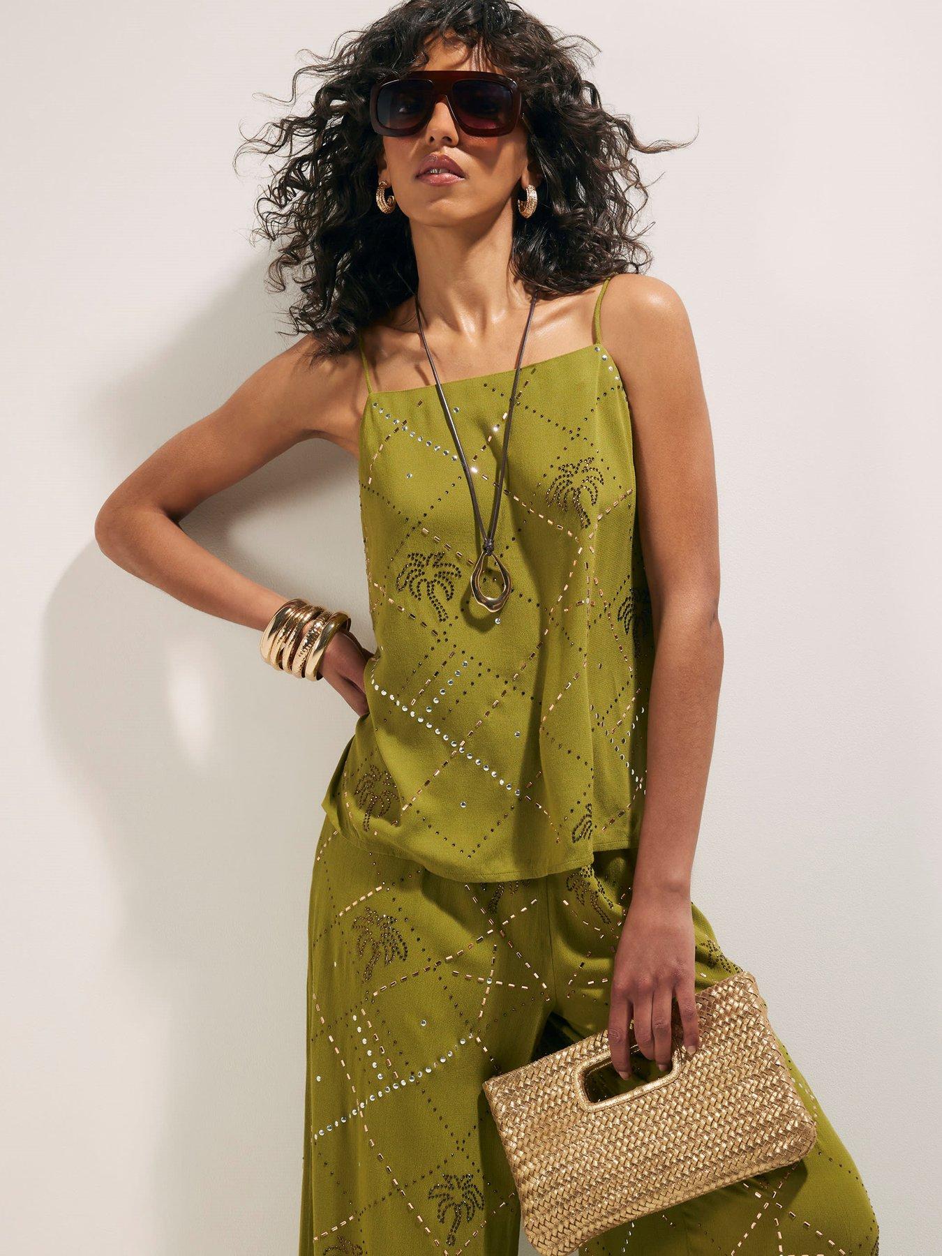 Image 1 of 4 of River Island Palm Hotfix Cami Top