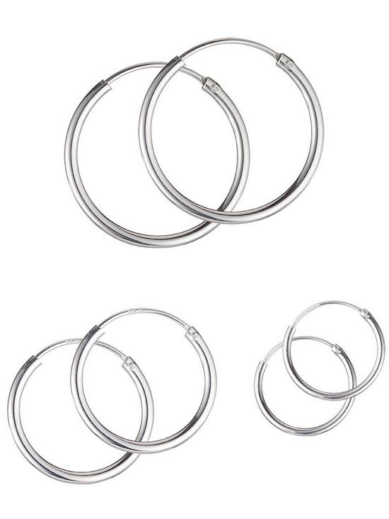front image of the-love-silver-collection-sterling-silver-set-of-3-hoop-earrings