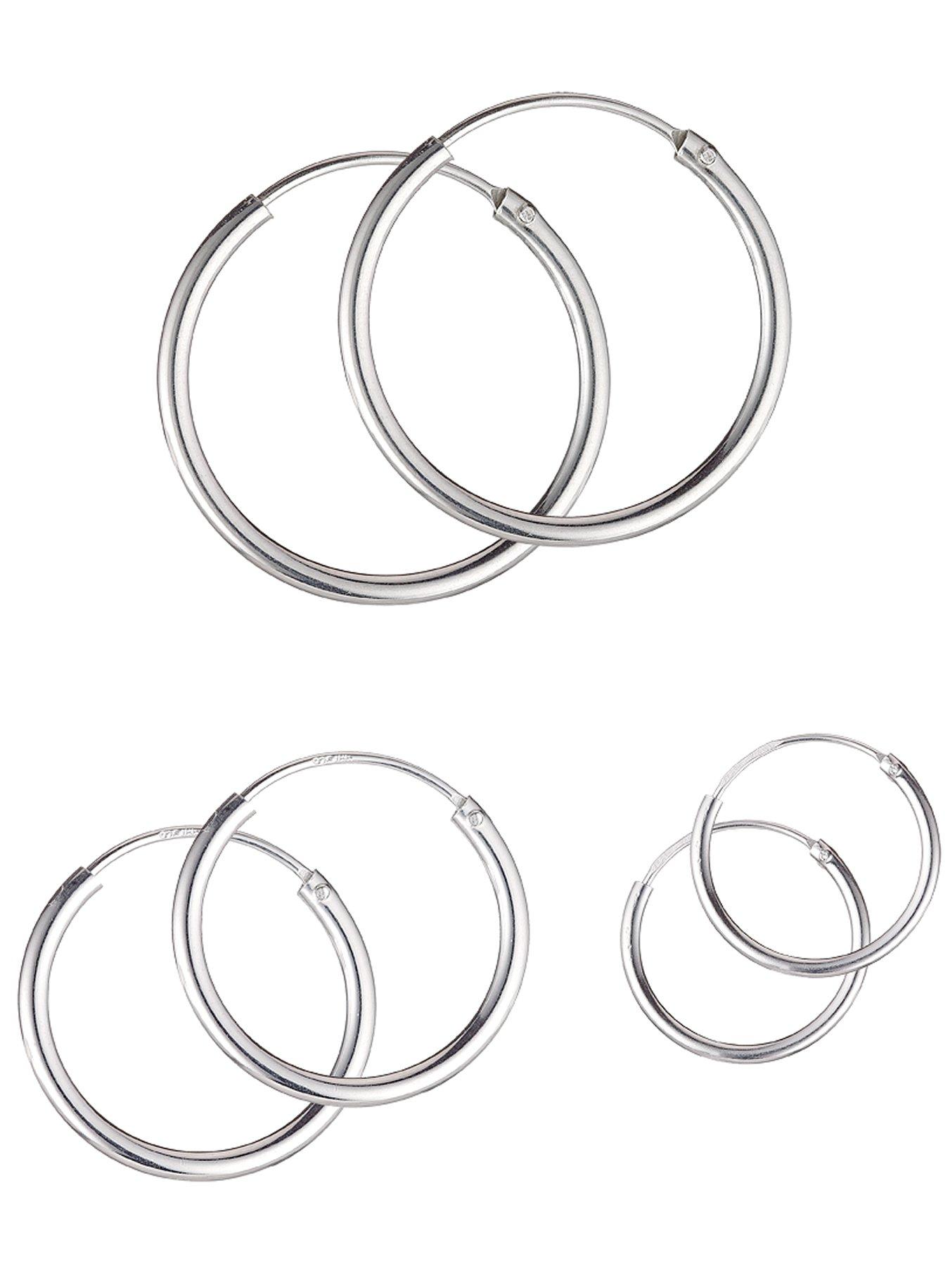 Image 1 of 4 of The Love Collection Sterling Silver Set of 3 Hoop Earrings