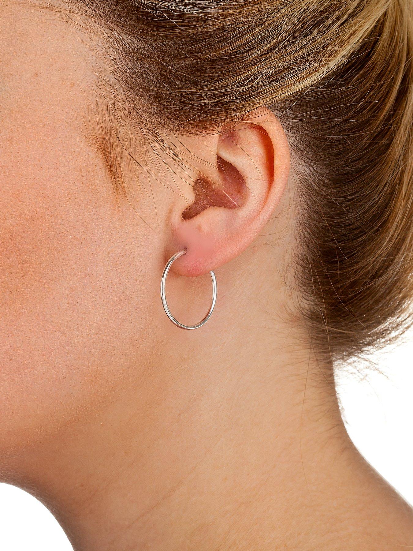 Image 3 of 4 of The Love Collection Sterling Silver Set of 3 Hoop Earrings